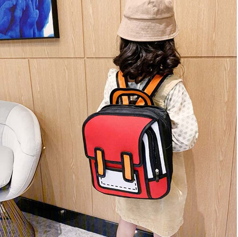 SkyShopy Girls Boys Jump Style 3D Backpack 16Inch 2D Drawing Anime Comic Cartoon Backpack Daypack Large (Multicoloured)