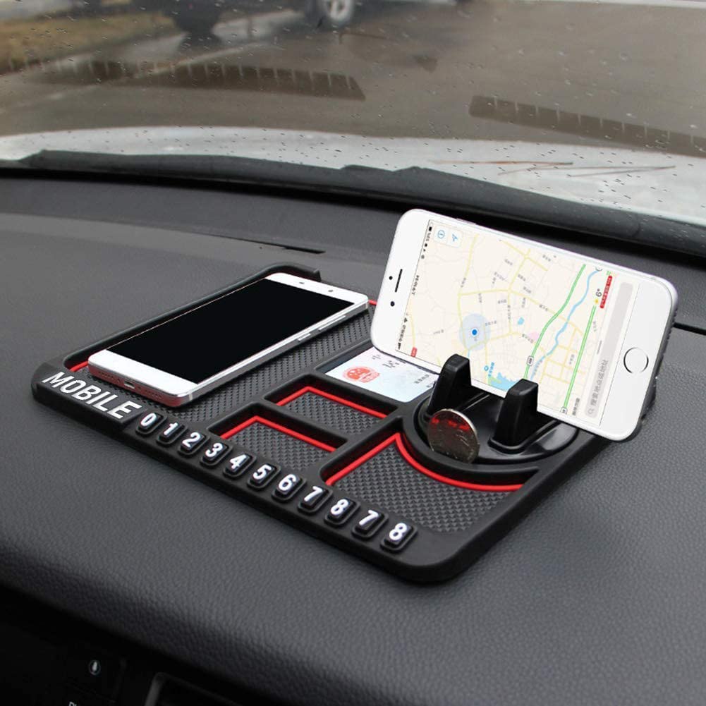 SkyShopy Car Accessories Anti-Slip Car Dashboard Mat & Mobile Phone Holder Mount - Universal Non Slip Sticky Rubber Pad for Smartphone, GPS Navigation, God Idols, Toys, Coins