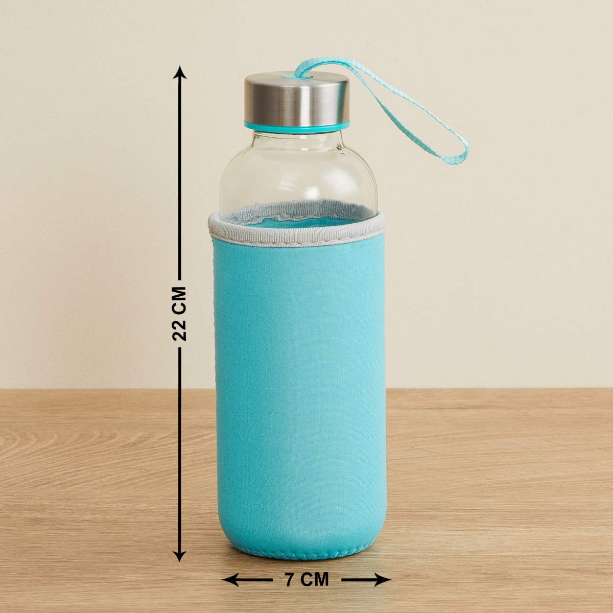 1199 Glass Water Bottle (500 ml) With Cover - SkyShopy
