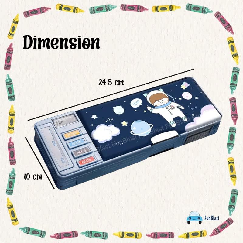 SkyShopy  Plastic Pencil Box with Code Lock Pen Case Large Capacity Multi-Layer Multi-Function Storage Bag Secret Compartment Pencil Box for Kids- Multi-Color (Astronaut)