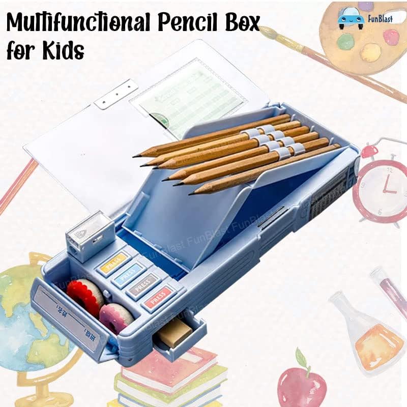 SkyShopy  Plastic Pencil Box with Code Lock Pen Case Large Capacity Multi-Layer Multi-Function Storage Bag Secret Compartment Pencil Box for Kids- Multi-Color (Astronaut)