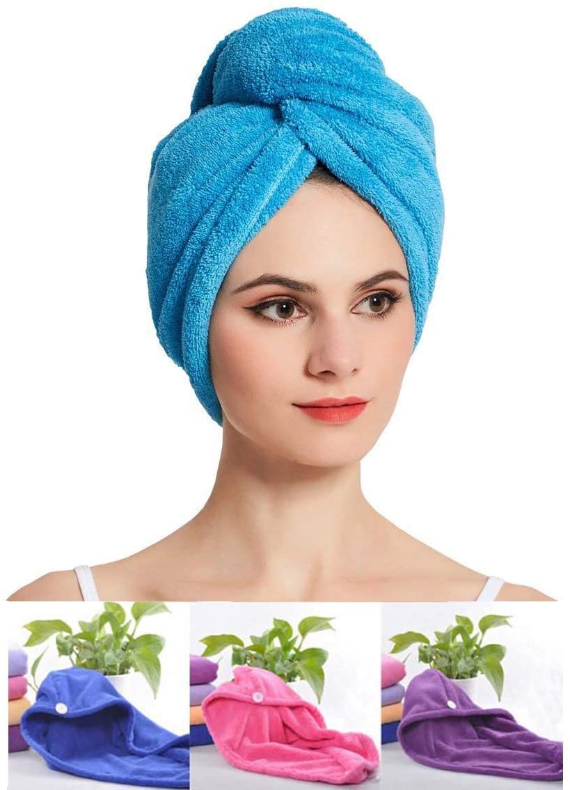 1408 Quick Turban Hair-Drying Absorbent Microfiber Towel/Dry Shower Caps (1 Pc) - SkyShopy