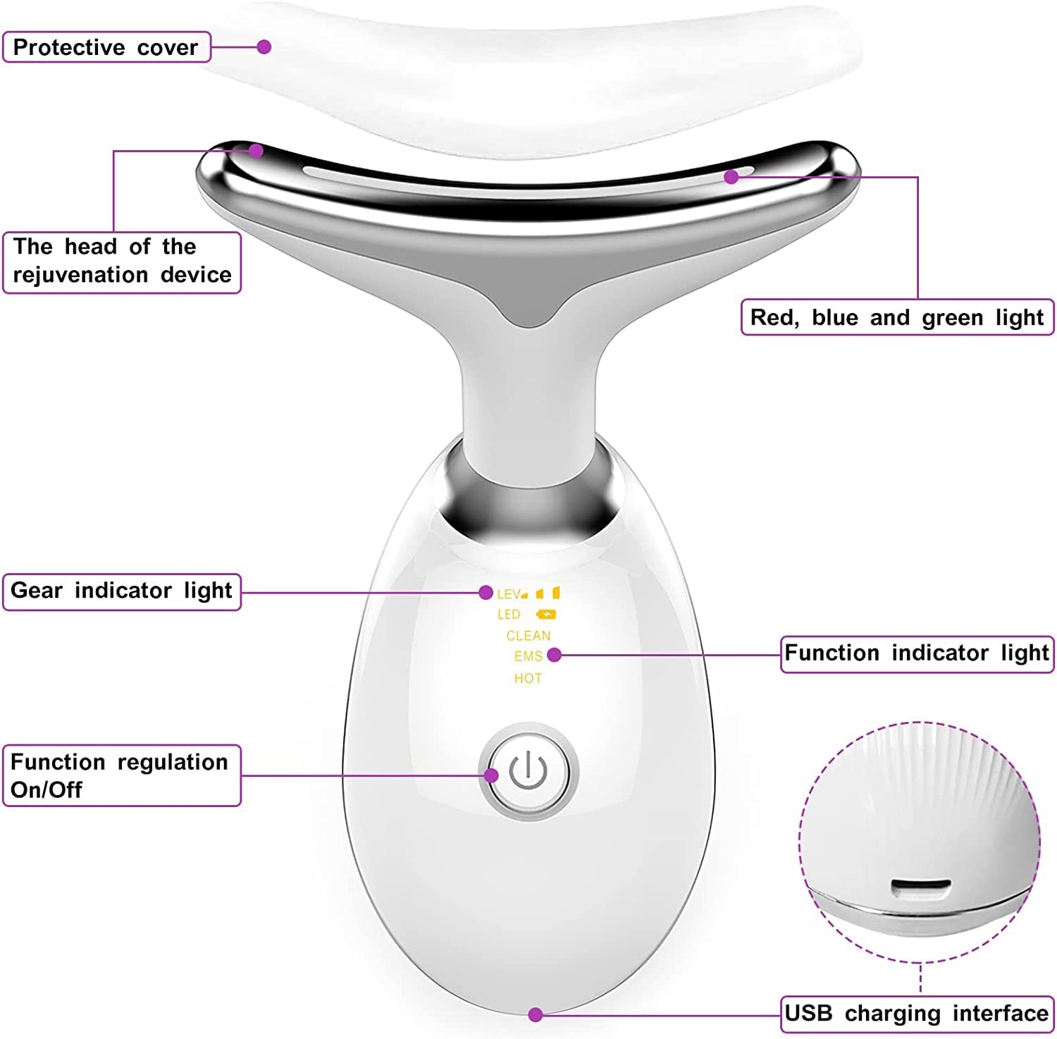 SkyShopy Neck Face Firming Wrinkle Removal Tool Double Chin Reducer Vibration Massager Skin Rejuvenation Beauty Device for Face and Neck - Face & Neck Lifting Device Chin Lifting Device, Skin Groomer