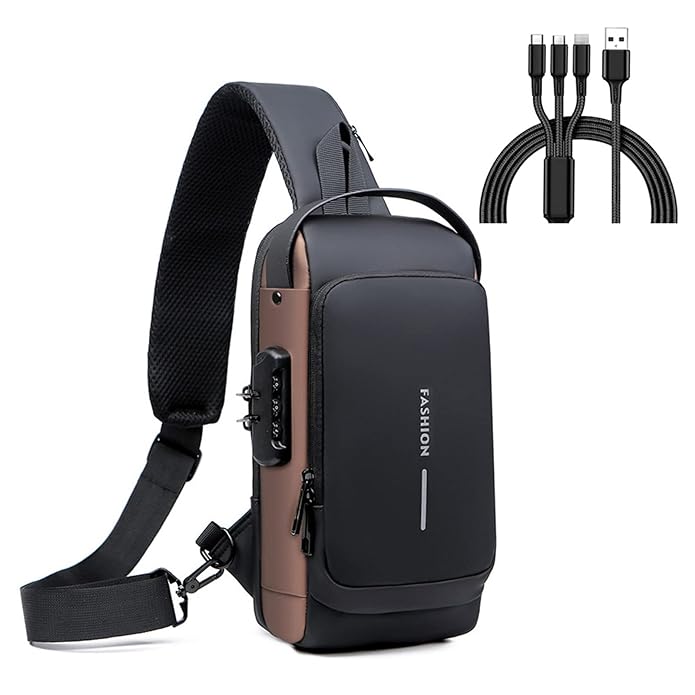 Anti Theft Sling Bag, USB Charging Sport Sling Anti-Theft Shoulder Bag, Crossbody Bags Chest Daypack