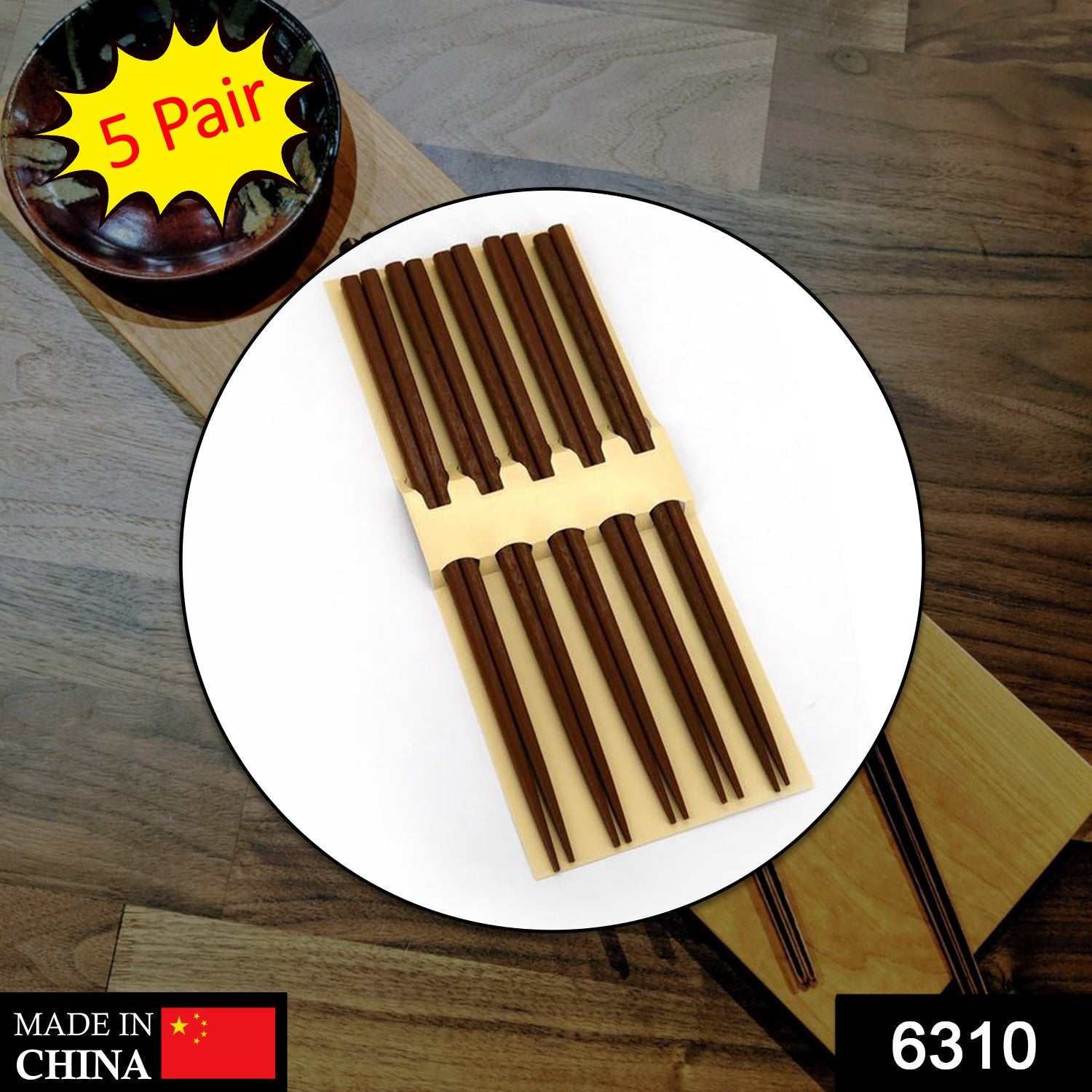 6310  Classic Chopstick used for eating in a traditional Japanese way and can be used in all kinds of places like restaurants. (10 Single Pcs)