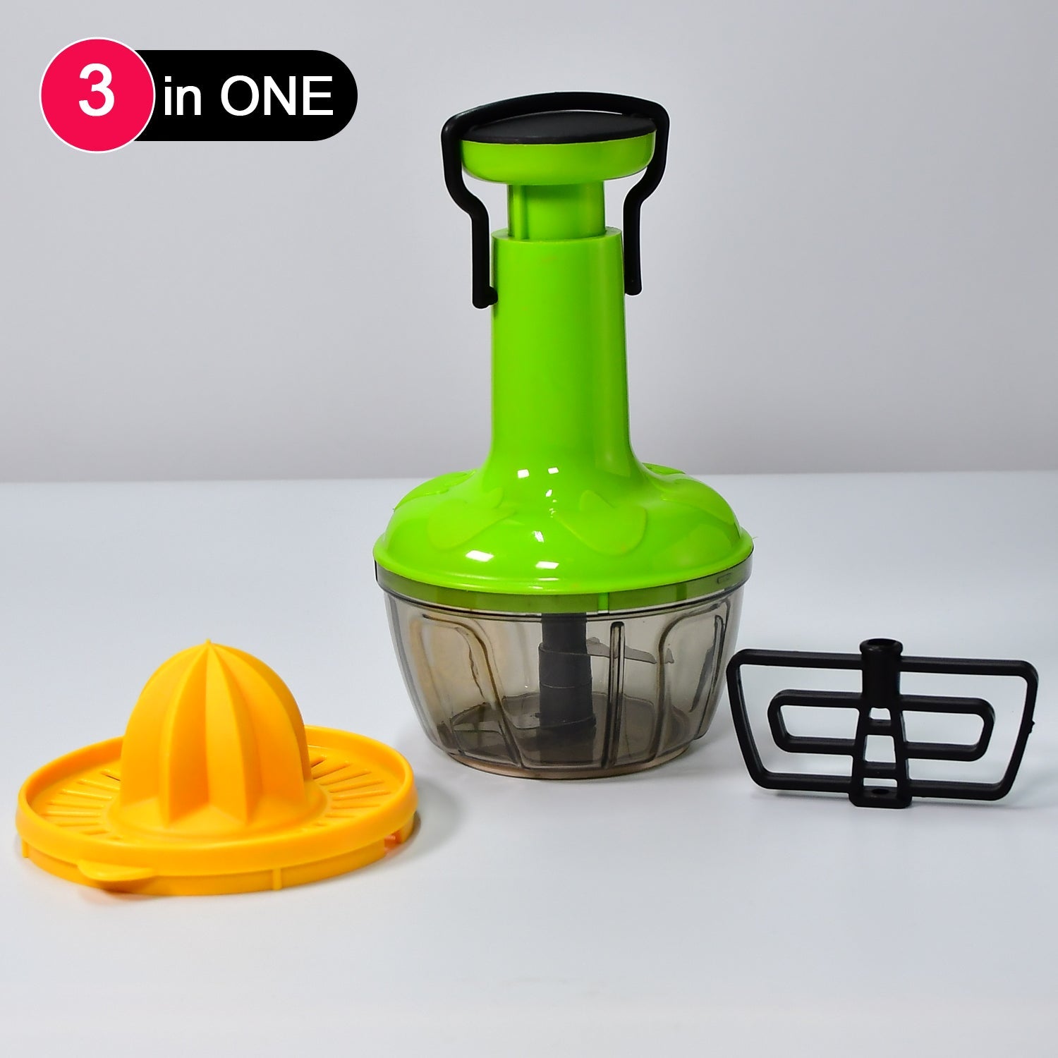 2074 3 IN 1 PUSH CHOPPER 500ML USED FOR CHOPPING OF FRUITS AND VEGETABLES. DeoDap