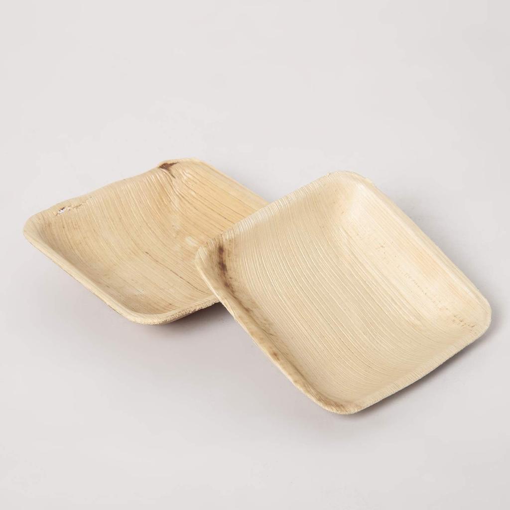 3221 Disposable Square Shape Eco-friendly Areca Palm Leaf Bowl (4x4 inch) (pack of 25) - SkyShopy