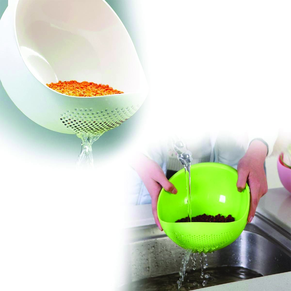 0108 Kitchen Plastic big Rice Bowl Strainer Perfect Size for Storing and Straining - SkyShopy
