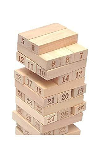 3903 54 Pieces Wooden Stacking Tower Numbers Building Blocks Game Board for Kids - SkyShopy