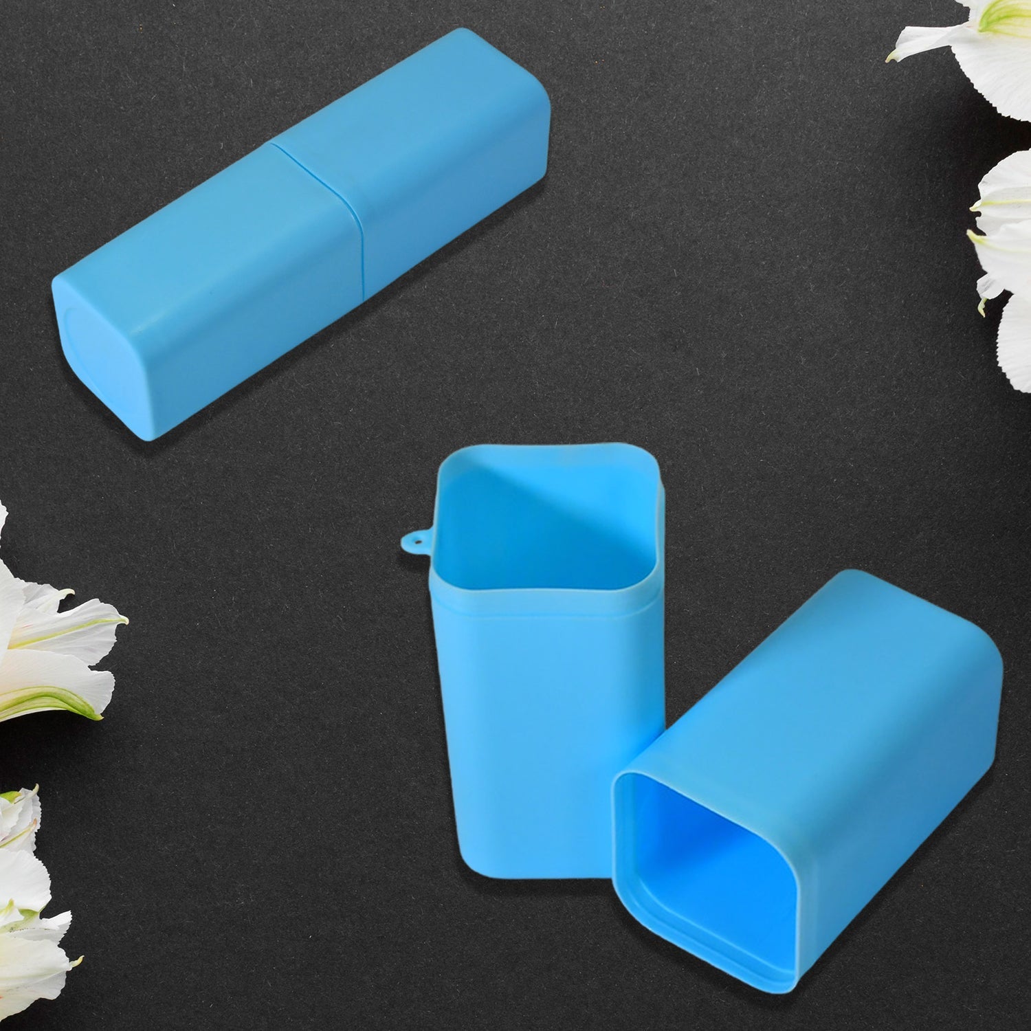 4991 Blue Square Shape Capsule Travel Toothbrush Toothpaste Case Holder Portable Toothbrush Storage Plastic Toothbrush Holder. DeoDap