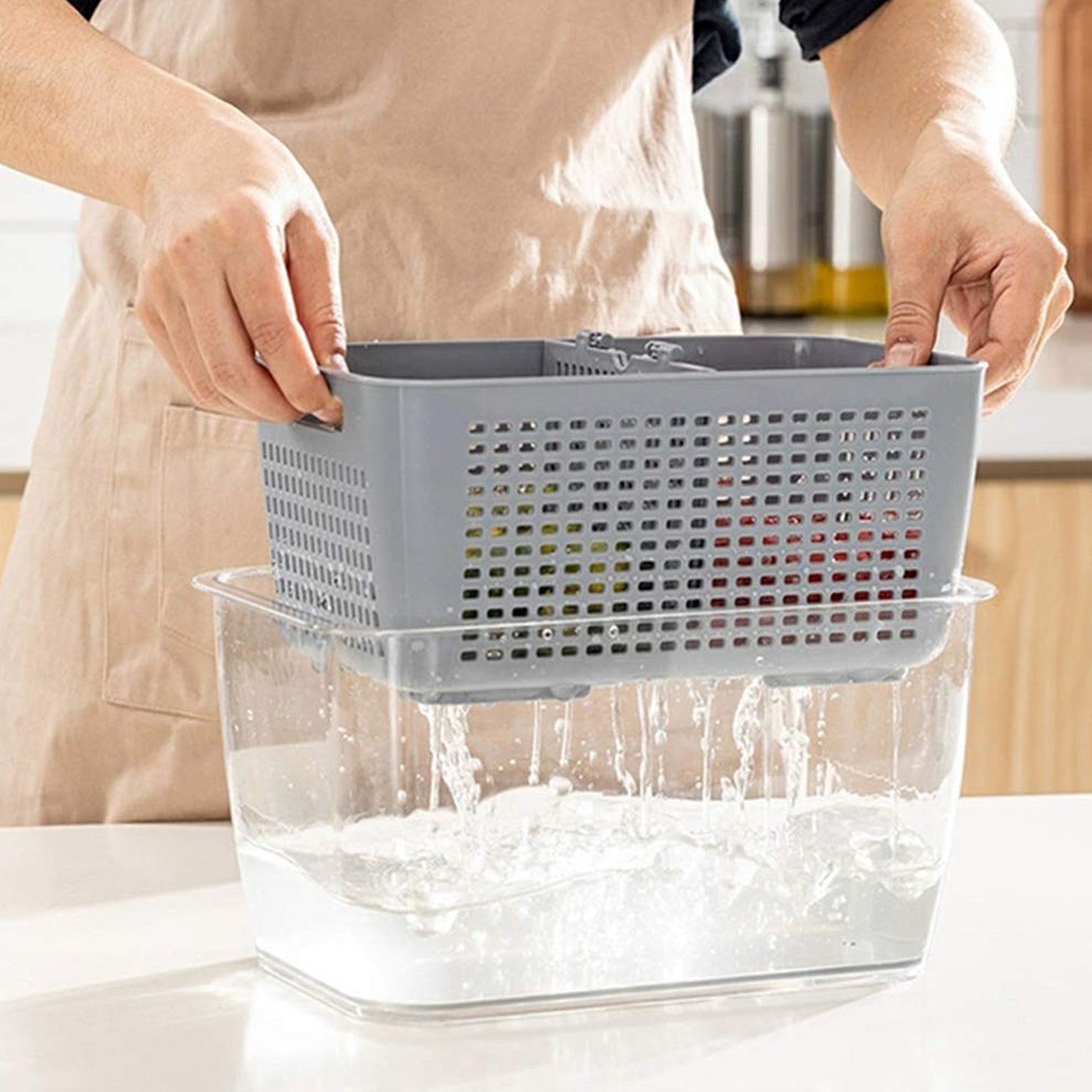 2826 Fordable Silicone Kitchen Organiser Fruit Vegetable Baskets Folding Strainers DeoDap