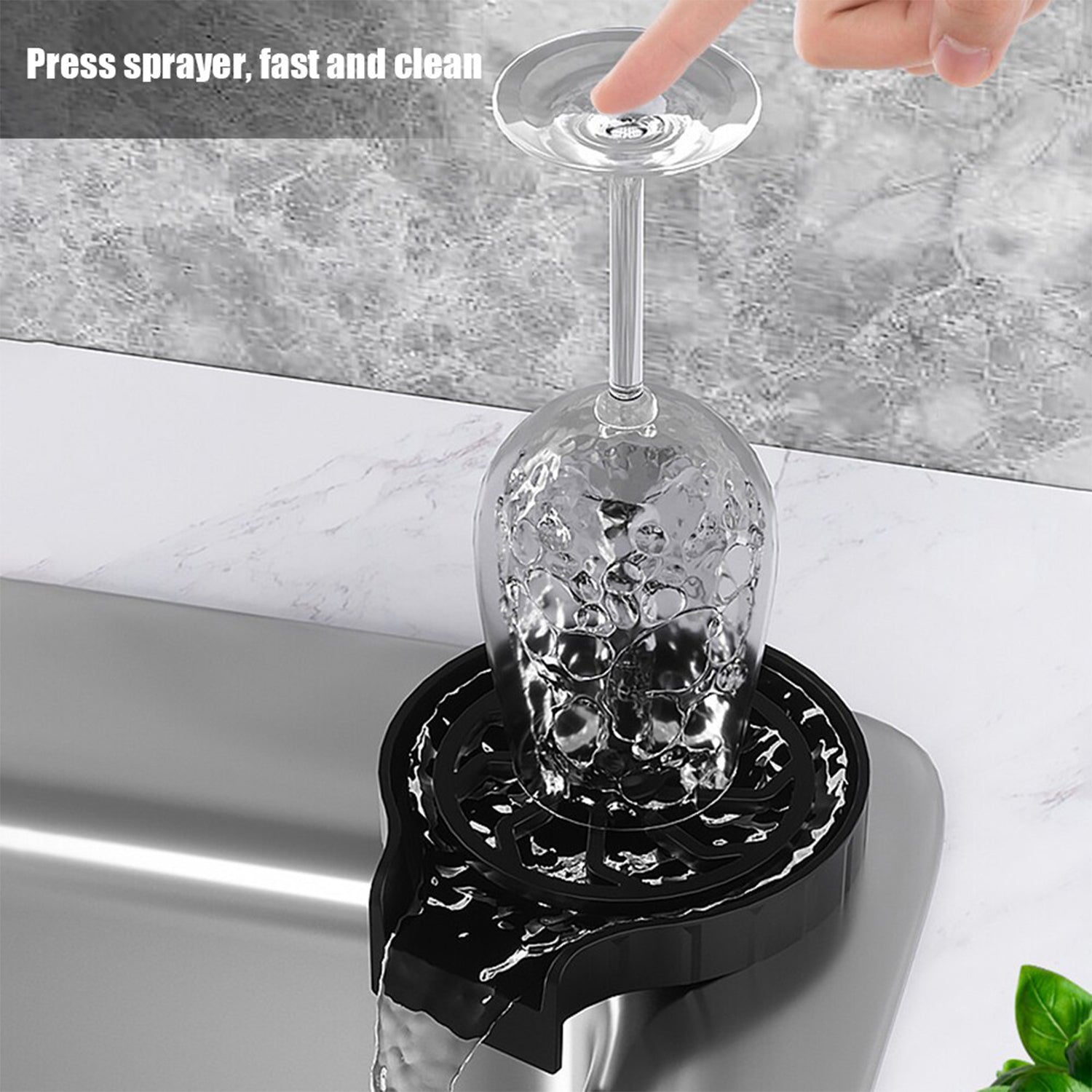 2232L Automatic Cup Washer or Glass Rinser for Kitchen Sink, Black Kitchen Sink Cleaning Spray Cup Washer, Bar Glass Washer. (loose)