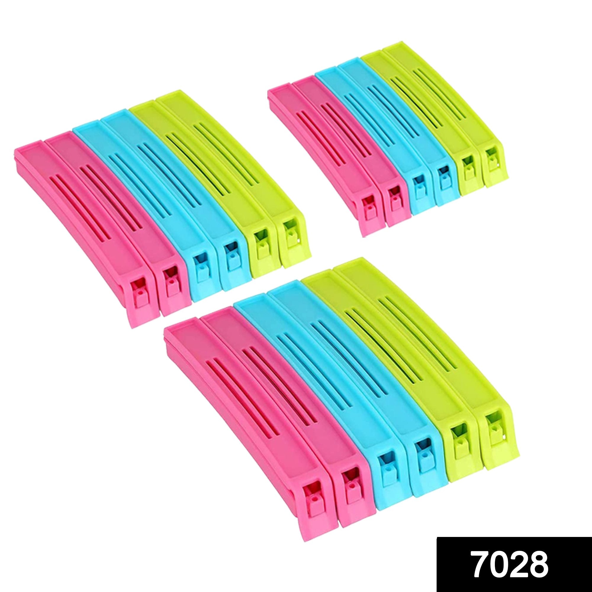 7028 Multipurpose Food Snack Plastic Bag Clip Sealer (Multicolor) -18pc - SkyShopy