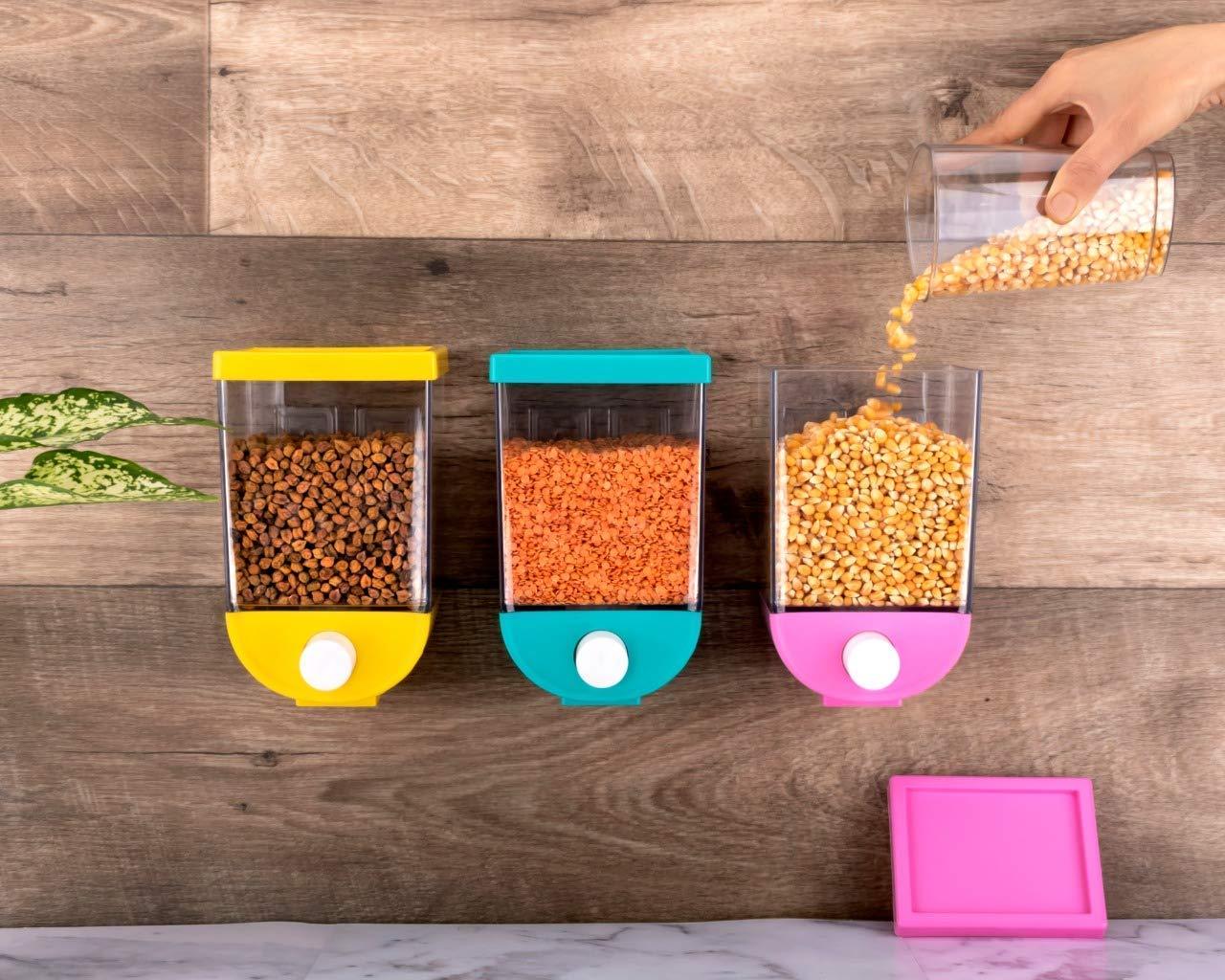 2477 Wall Mounted Cereal Dispenser Tank Grain Dry Food Container (1100ML) - SkyShopy