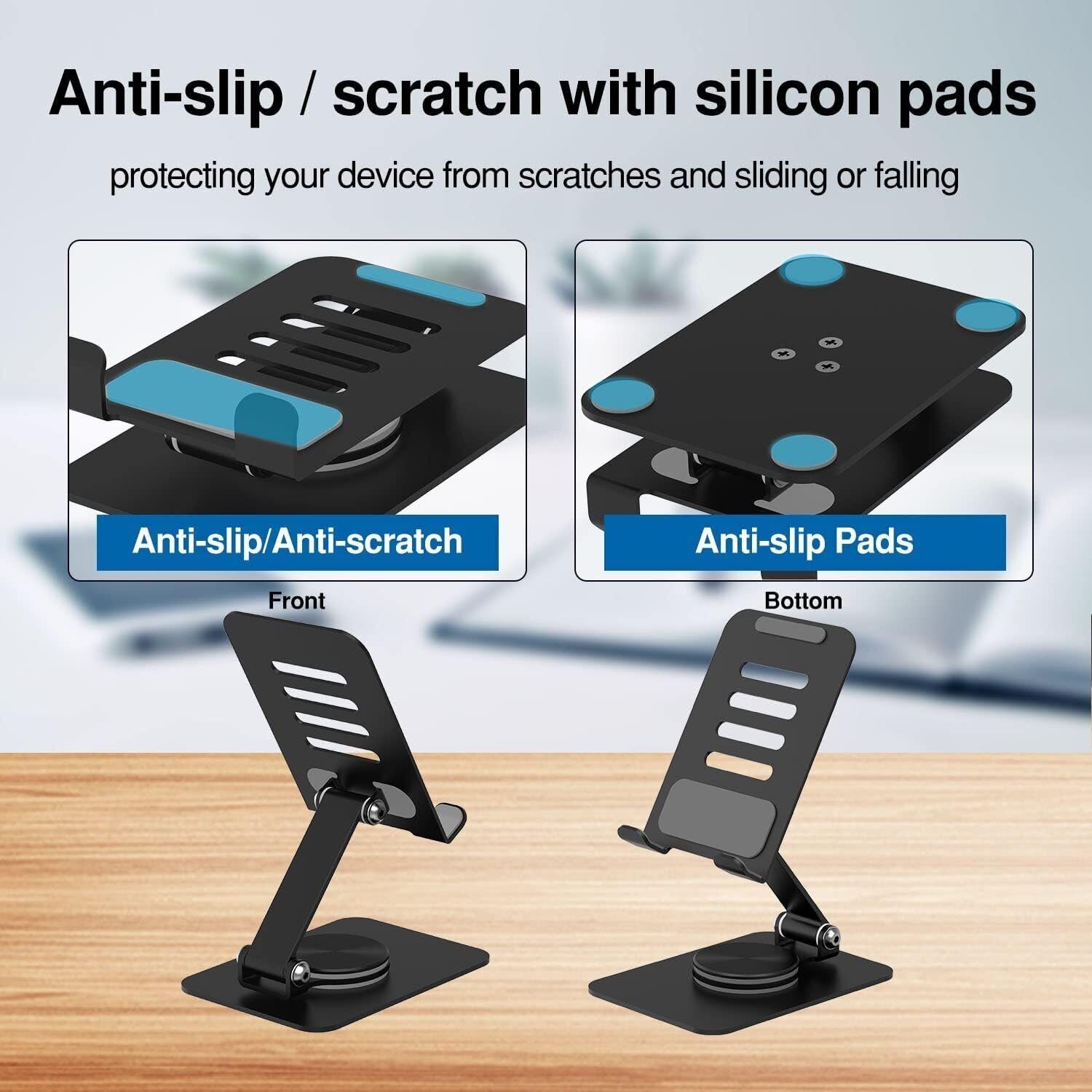 SkyShopy 360° Rotating Cell Phone Stand Adjustable Foldable Desktop Phone Holder iPhone Stand Compatible with All iPhone iPad Tablet 4-10'' Office Desk Accessories(multicolour)