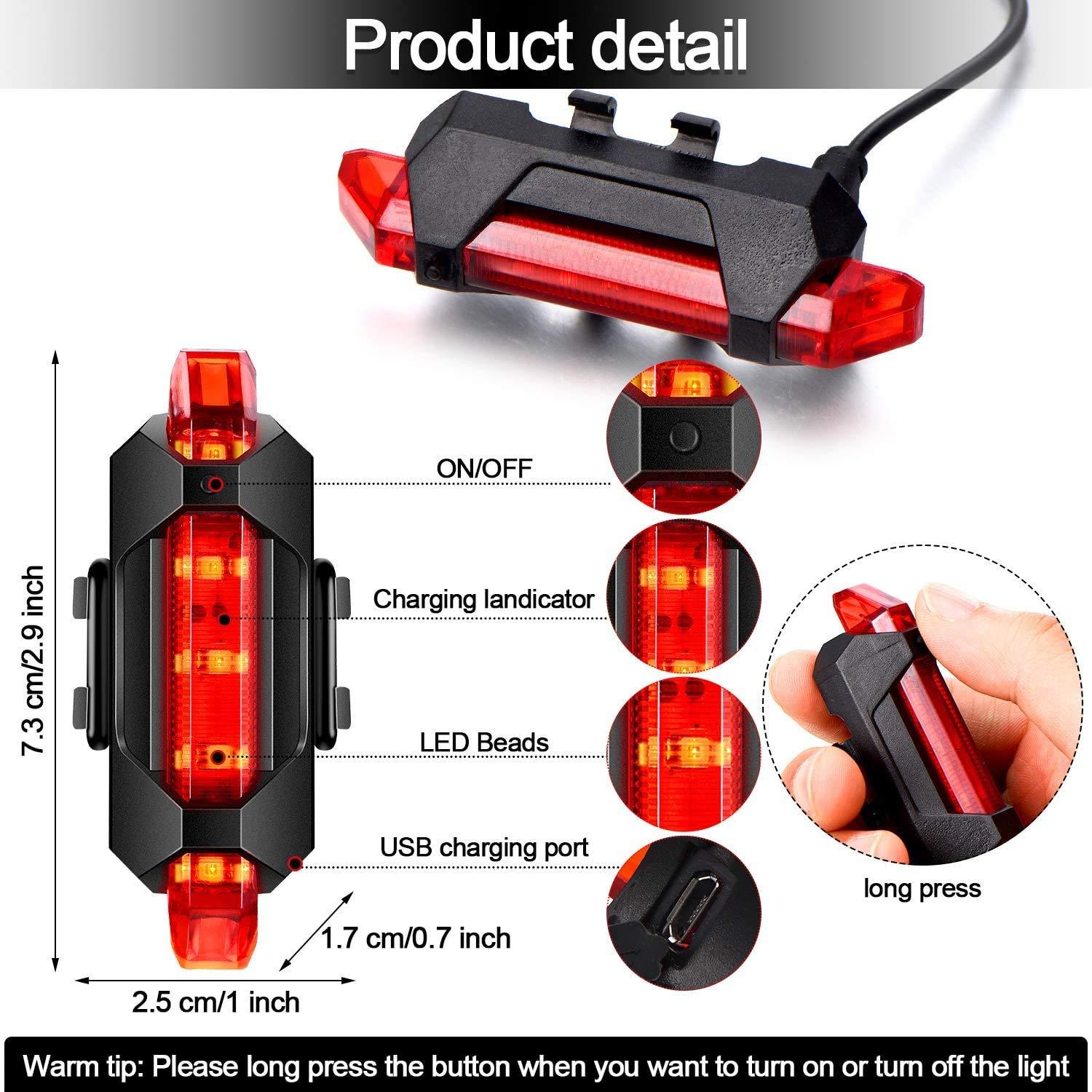 1561 Rechargeable Bicycle Front Waterproof LED Light (Red) - SkyShopy