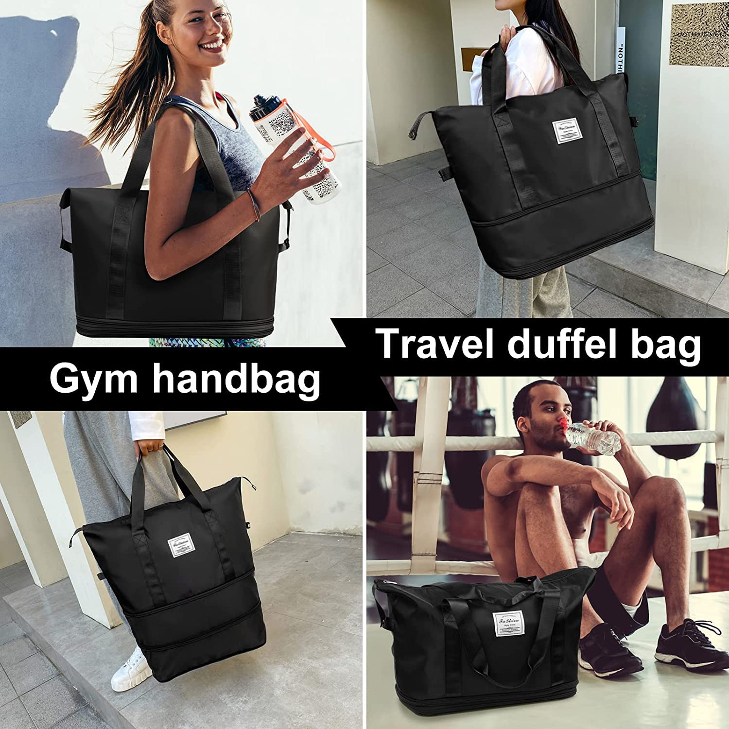 Bag Duffle Bags Waterproof for Travel Women Luggage Bags for Travelling Large Capacity Folding Bag Lightweight Weekender Shoulder Bag with Dry & Wet Pocket Tote Handbag Multicolour
