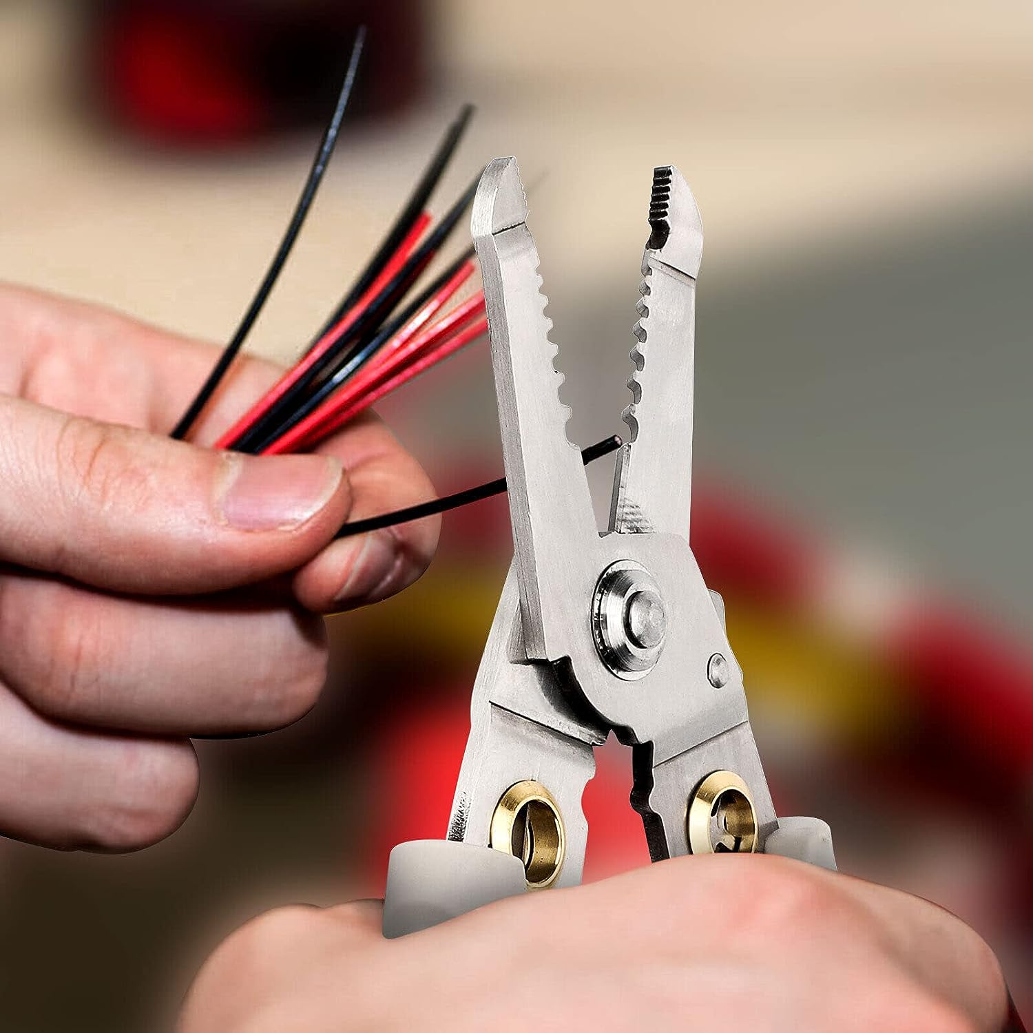 SkyShopy 6 In 1 Multifunction Electrician Wire Plier Tool || Electrical Wire Strippers Wire Splitting Pliers|| Stainless Steel Electrical Stripping Tool || Cable Stripping Cutting and Crimping