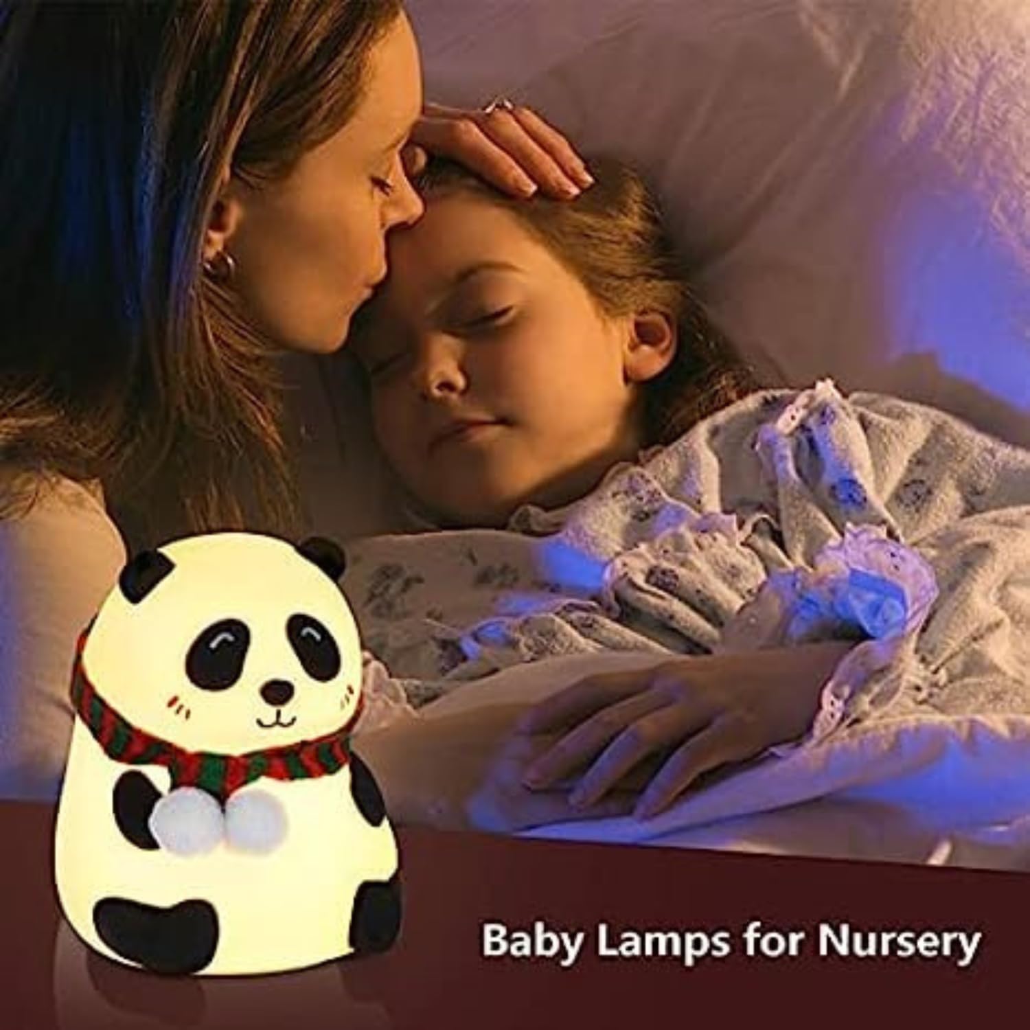 SkyShopy Panda Lamp, Panda Gifts, Panda Touch Silicone Lamp, Birthday Gift for Girls and Boys, Panda Light Lamp, Kids Night Light, Silicone lamp, Rechargeable - Close Eye