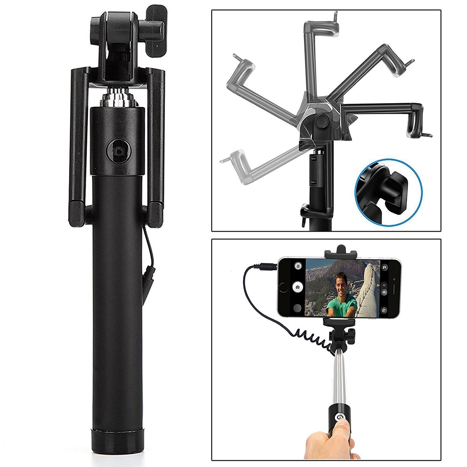 1347 Selfie Sticks Box with Aux Wire for All Smart Phones - SkyShopy