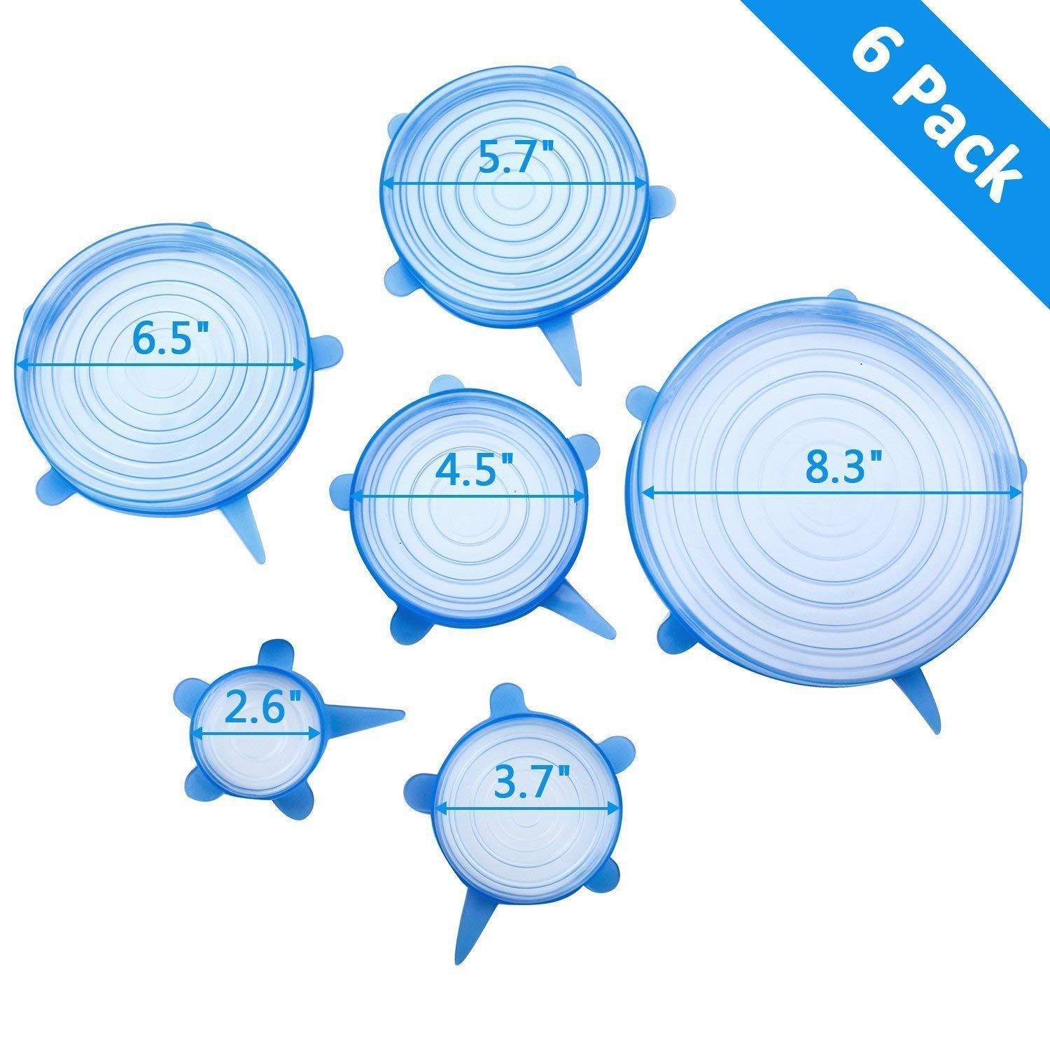 2154 Silicone Stretch Lids Reuseable Microwave Safe Flexible Covers (Set of 6) (Loose Pack) - SkyShopy