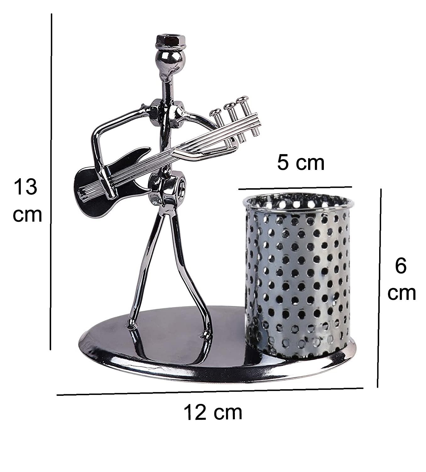 1636 Iron Musician Playing Bass Guitar Pen Stand Showpiece - SkyShopy