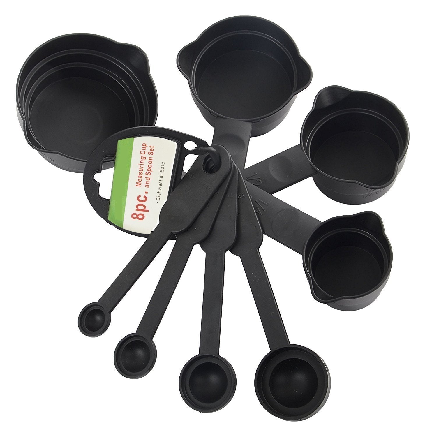 0106 Plastic Measuring Cups and Spoons (8 Pcs, Black) - SkyShopy
