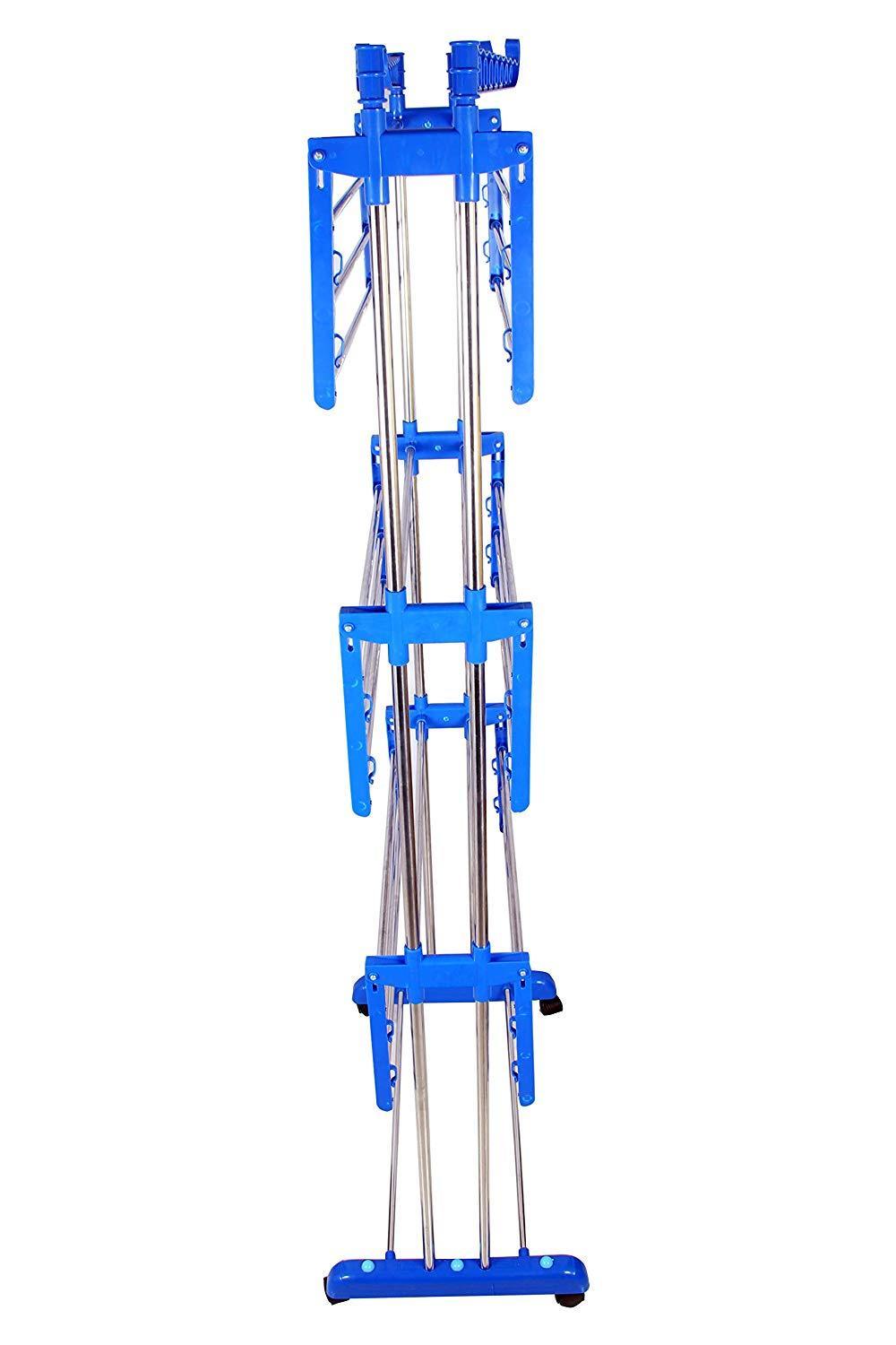 0733 Stainless Steel Double Pole 3 Layer Cloth Drying Stand - SkyShopy
