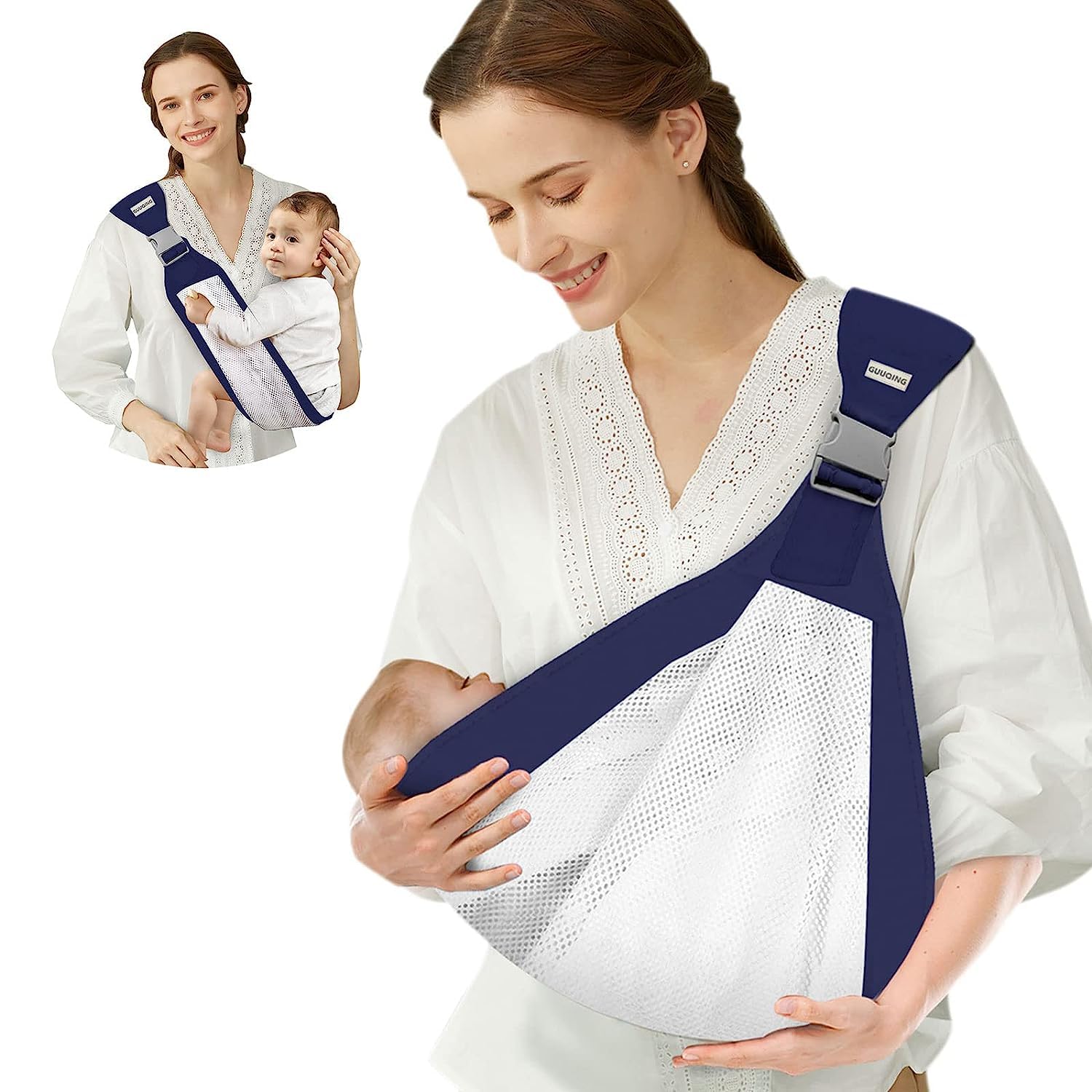 SkyShopy Baby Carrier Newborn to Toddler, Ergonomic 3D Mesh Baby Wraps Carrier, Adjustable Baby Sling, Lightweight Breathable Baby Carrier Wrap with Thick Shoulder Straps for 0-36 Months Infant