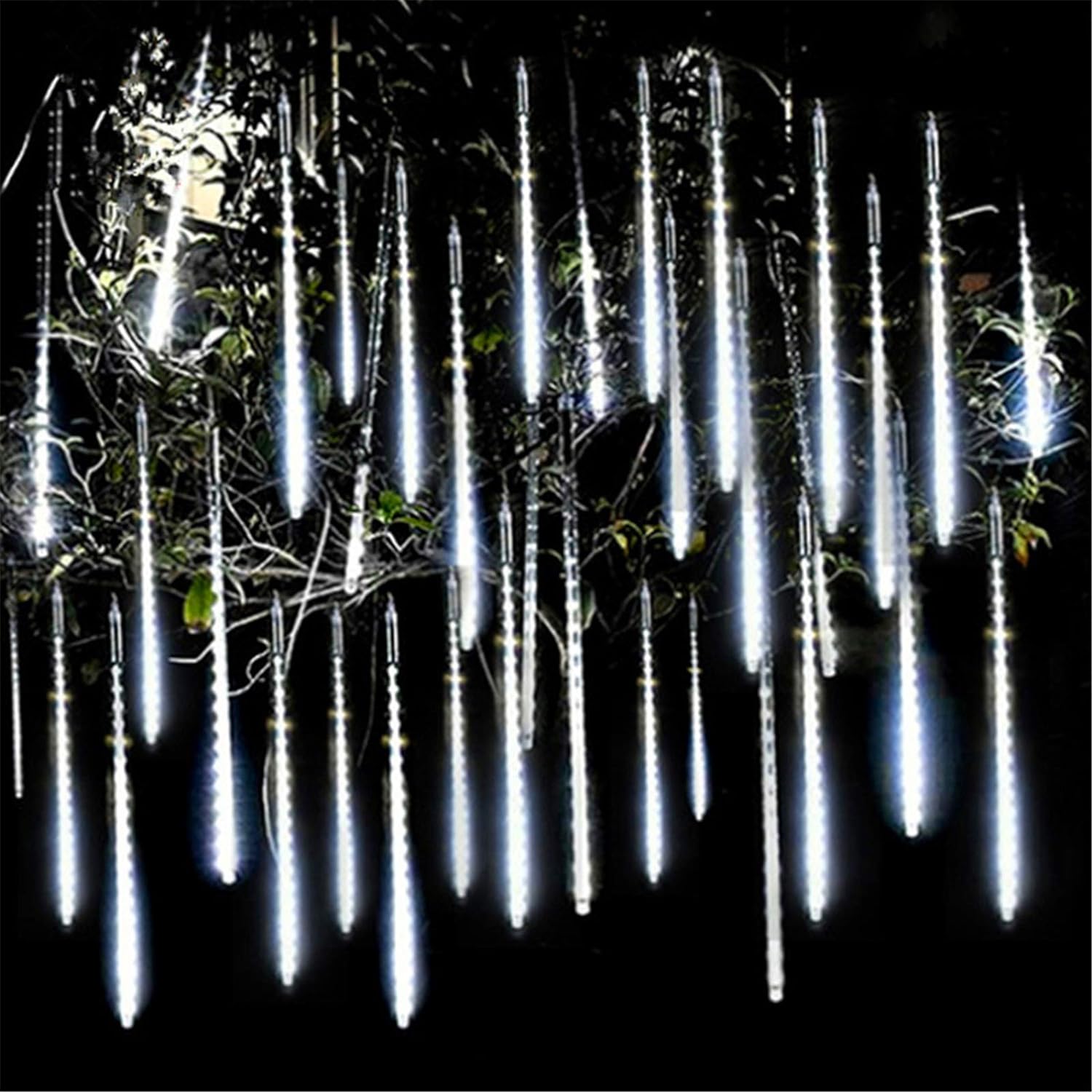 SkyShopy Multicolor : 30cm AC110V 220V EU Romantic Meteor Shower Rain Tubes 8 Pieces Tubes LED Wedding Decoration String Light White Xmas Tree Lights diwali christmas
