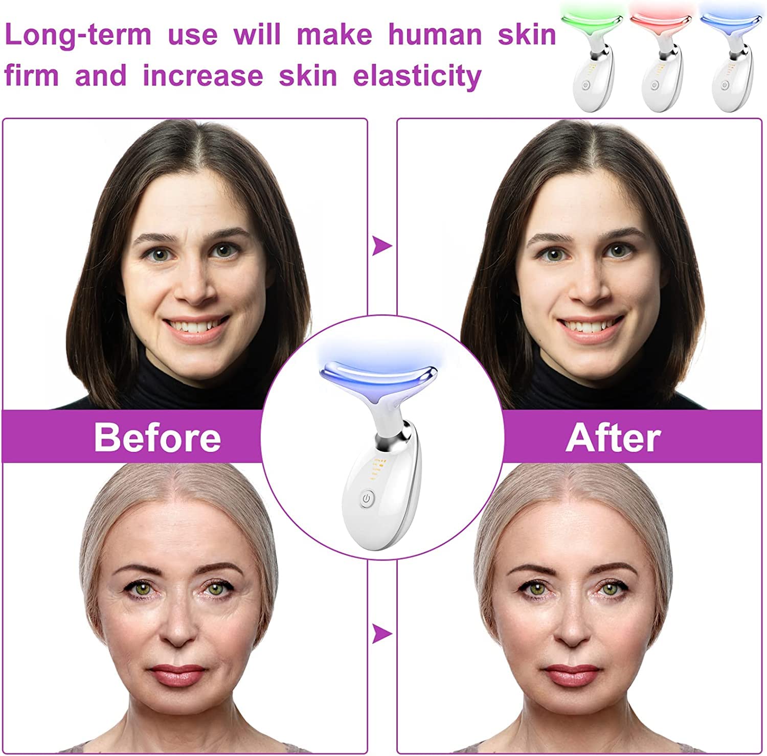 SkyShopy Neck Face Firming Wrinkle Removal Tool Double Chin Reducer Vibration Massager Skin Rejuvenation Beauty Device for Face and Neck - Face & Neck Lifting Device Chin Lifting Device, Skin Groomer