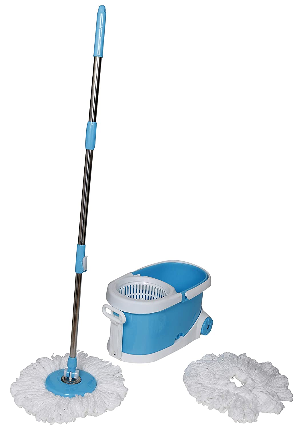 1268  Heavy Duty Microfiber Spin Mop with Plastic Bucket - SkyShopy