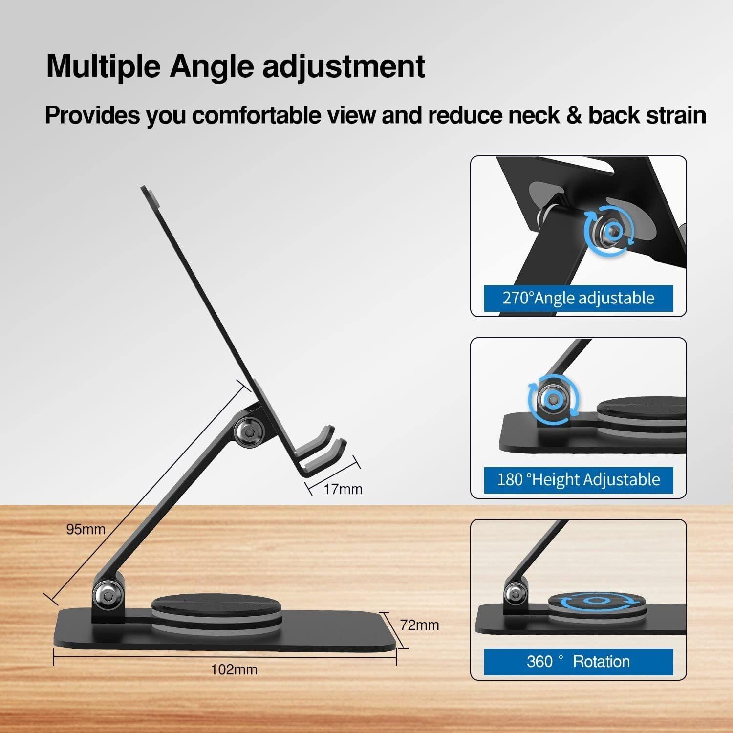 SkyShopy 360° Rotating Cell Phone Stand Adjustable Foldable Desktop Phone Holder iPhone Stand Compatible with All iPhone iPad Tablet 4-10'' Office Desk Accessories(multicolour)