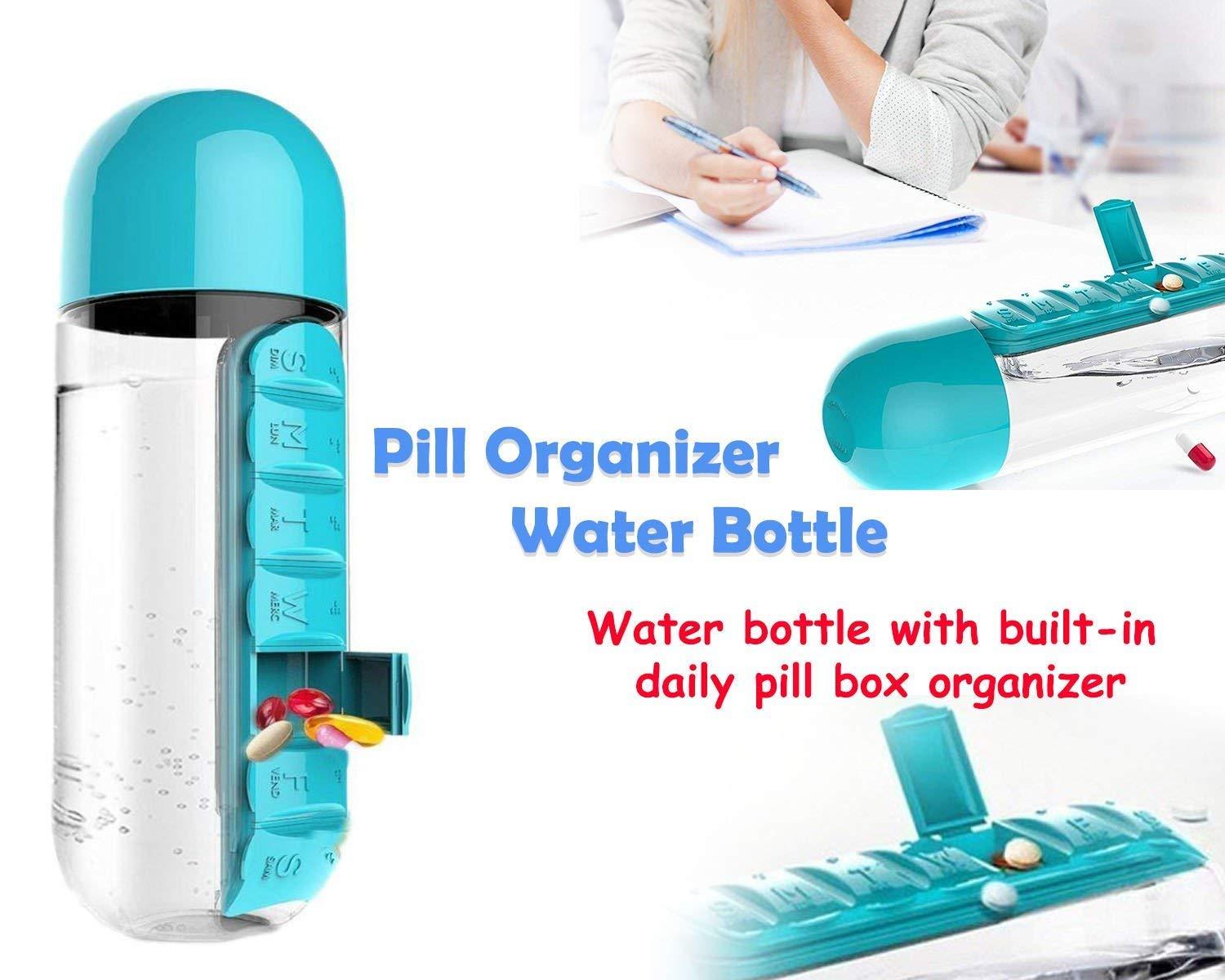 0365 -7 Days Pill Tablet Medicine Organizer with Water Bottle 600ml - SkyShopy