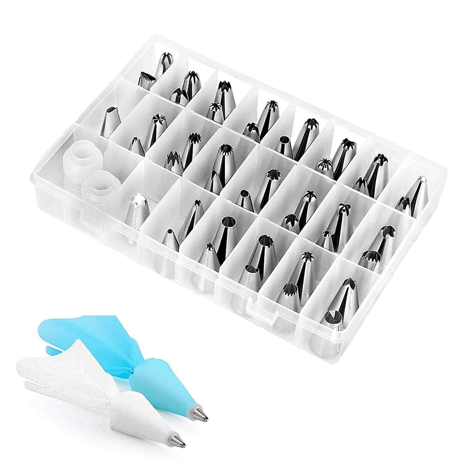 0812 Cake Decorating Kit with Reusable Plastic Couplers Piping Nozzle Set - SkyShopy