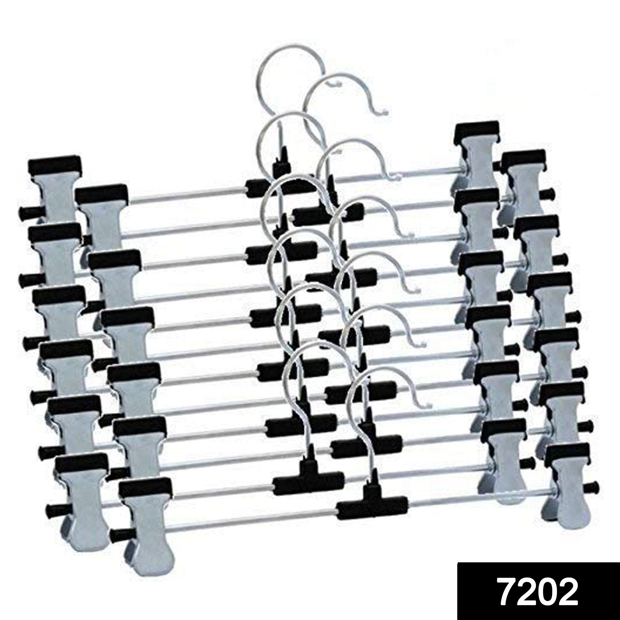 7202 Hangers with 2-Adjustable Anti-Rust Clips (Pack of 12) - SkyShopy