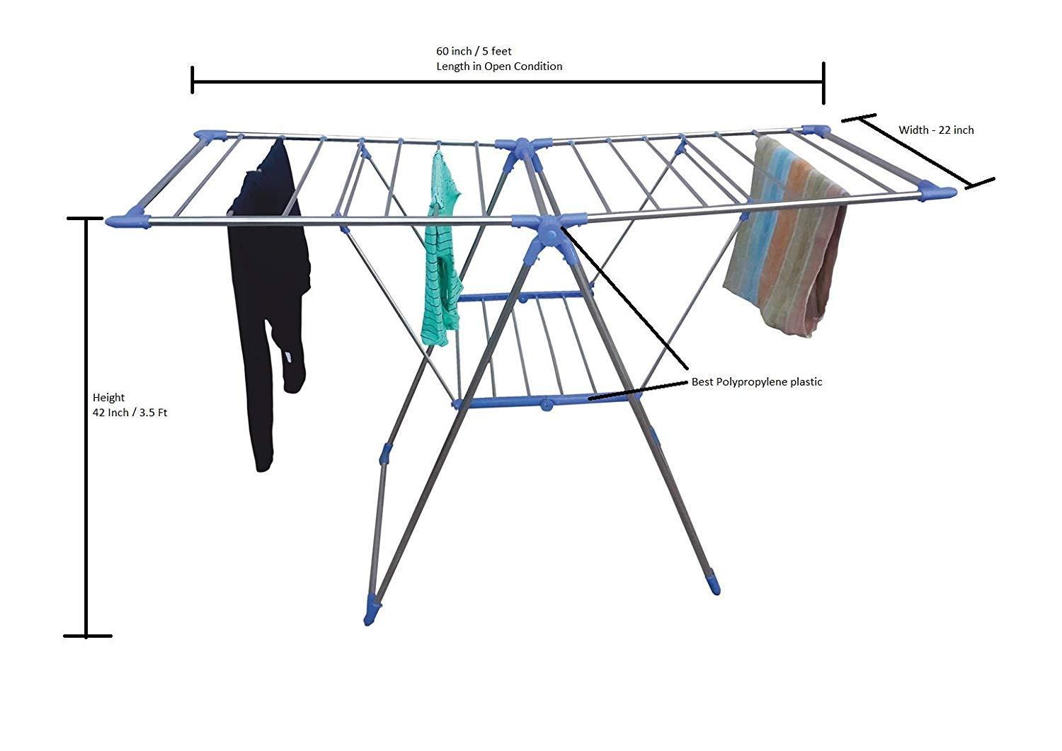 0731 Adjustable Stainless Steel 2-Wings Foldable Butterfly Cloth Drying Stand/Rack - SkyShopy