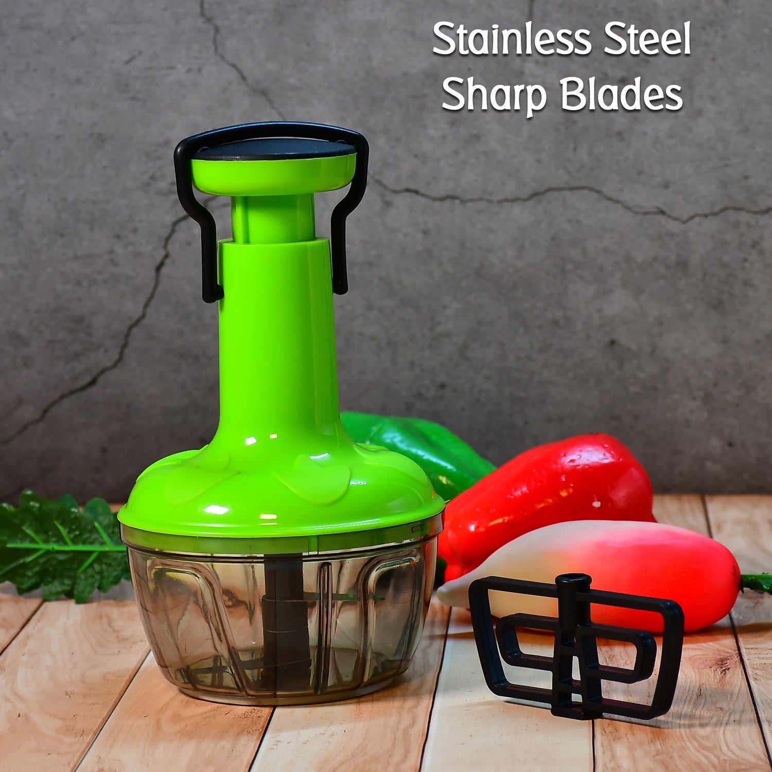 2074 3 IN 1 PUSH CHOPPER 500ML USED FOR CHOPPING OF FRUITS AND VEGETABLES. DeoDap
