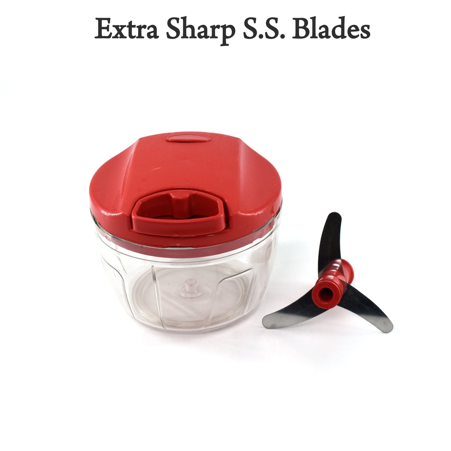 2283R Manual Red mini plastic food chopper with extra sharp blades (375 Ml) DeoDap