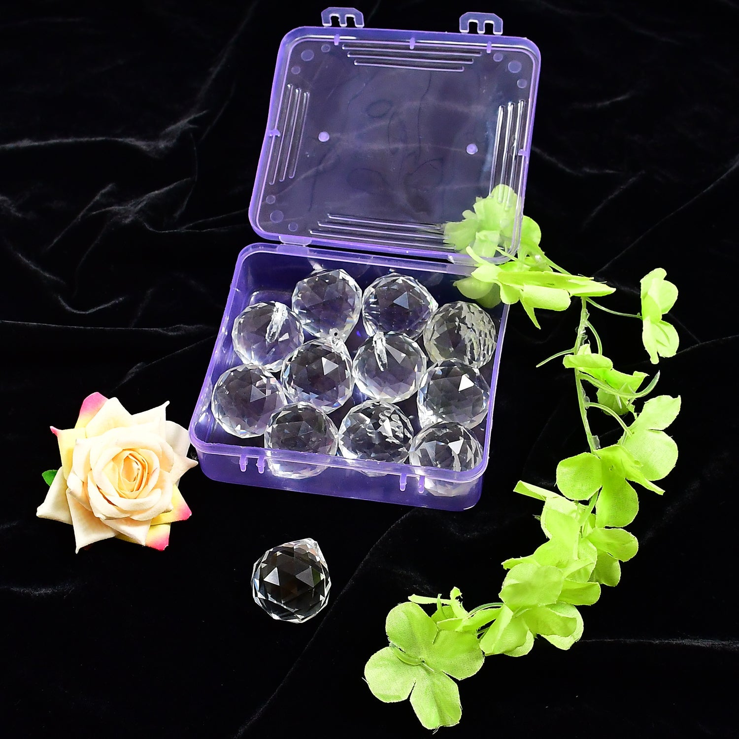 4004 White Crystal Ball Hanging Crystal Ball for Home and Office or Car Decor. (moq - 12pc) DeoDap