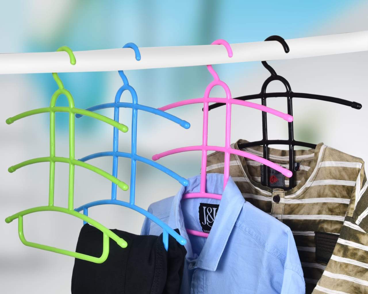 1273 Multi-Layer Fish Bone Shape Clothing Storage Hanger/Drying Rack - SkyShopy