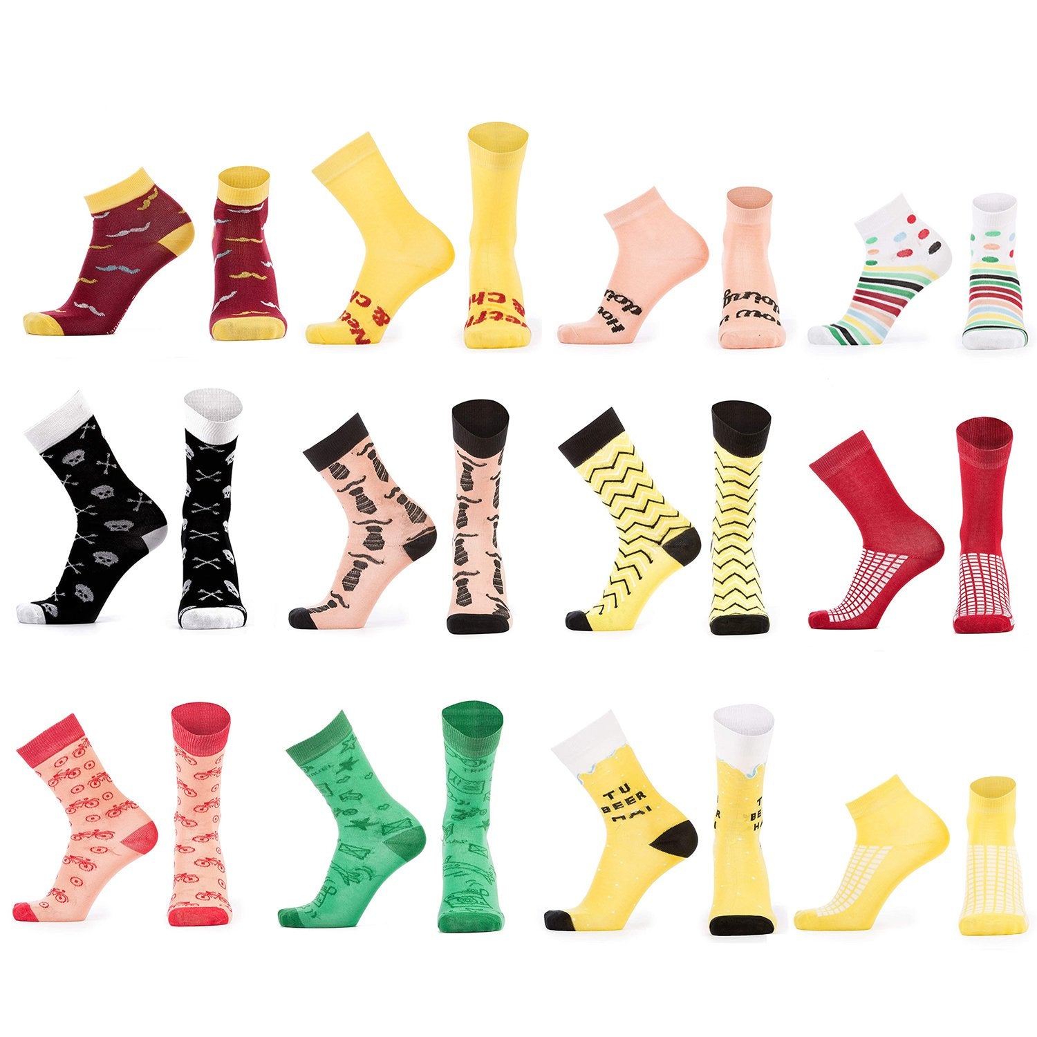 7349 Men's Pattern Dress Funky Fun Colorful Crew Socks 12 Assorted Patterns