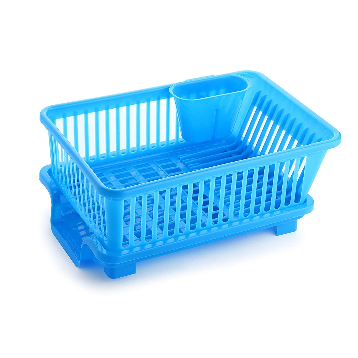 8132 Ganesh 3 in 1 Large Plastic Kitchen Sink Dish Rack Drainer Drying Rack Washing Basket with Tray for Kitchen, Dish Rack Organizers, Utensils Tools Cutlery DeoDap