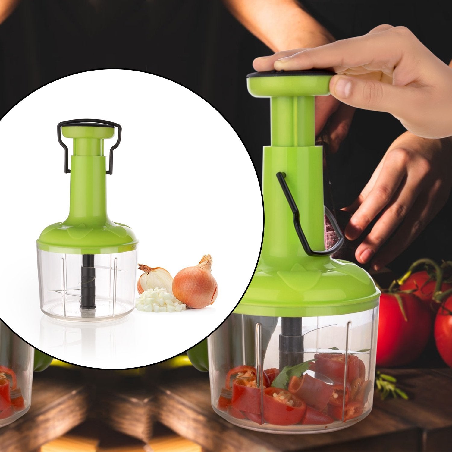2609 Blade Food Chopper Manual Hand-Press Vegetable Chopper Mixer Cutter (1100ml)