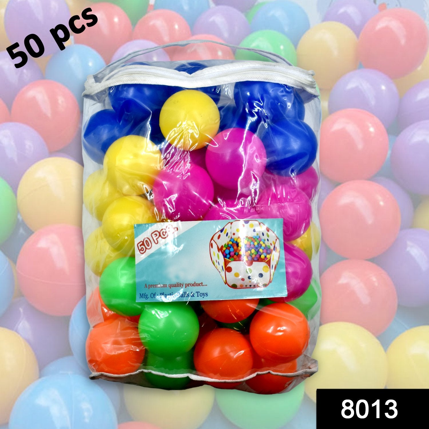 8013 Medium Size Premium Balls Color Balls for Kids Pool Balls Set (50 pcs)