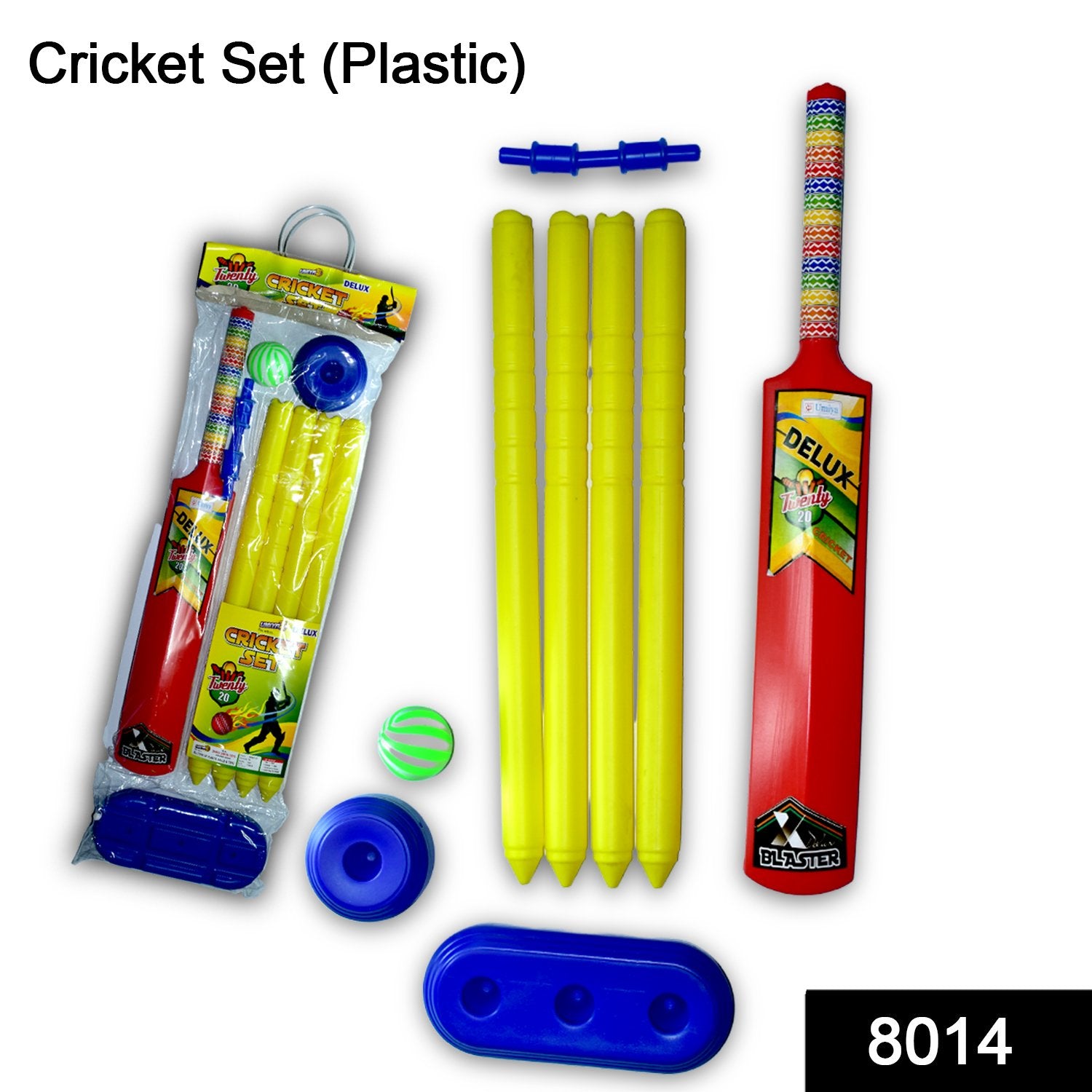 8014 Plastic Cricket Set with Stump,Ball and Bat Kit