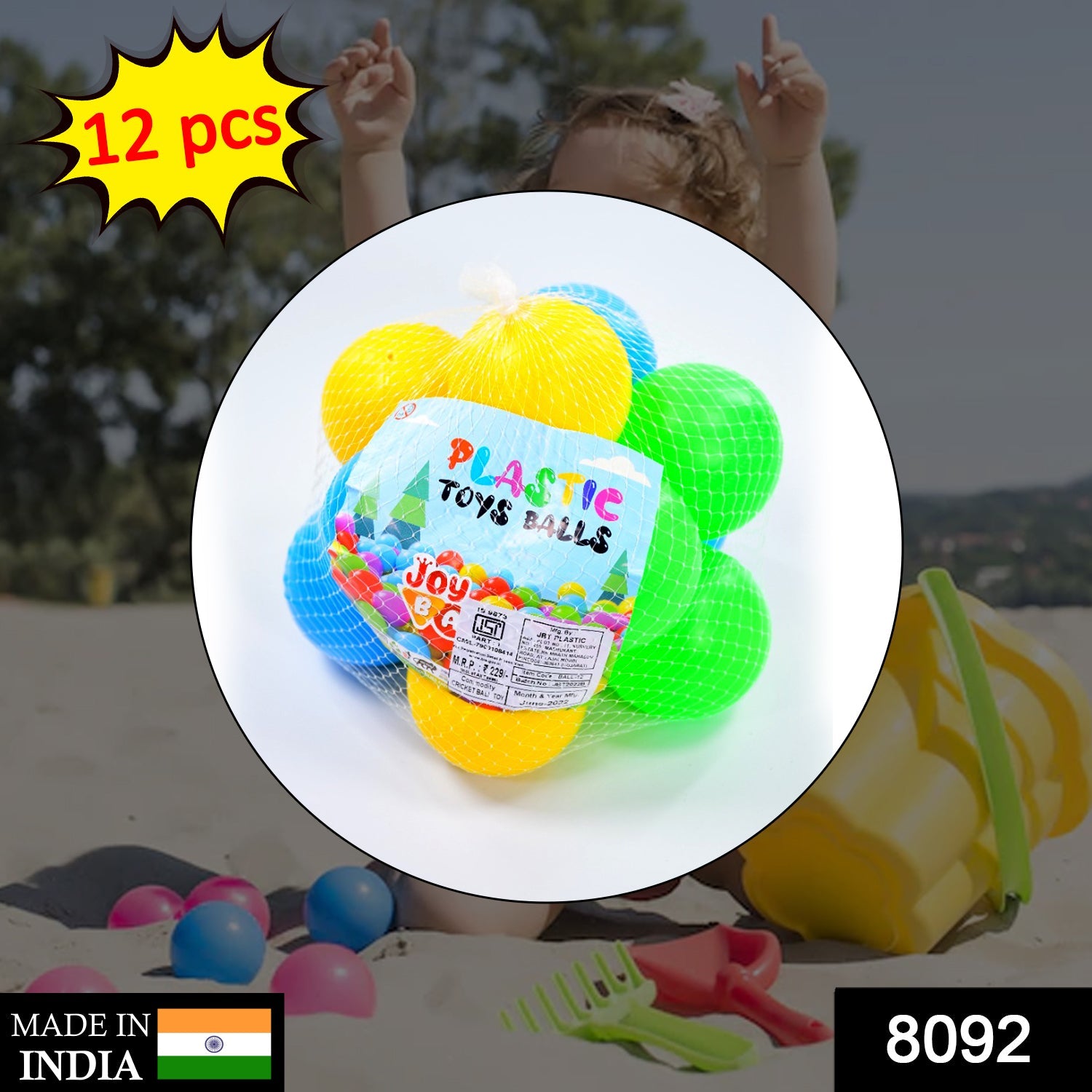 8092 Baby Premium Multicolour Balls for Kids Pool Pit/Ocean Ball Without Sharp Edges Soft Balls for Toddler Play Tents & Tunnels Indoor & Outdoor DeoDap