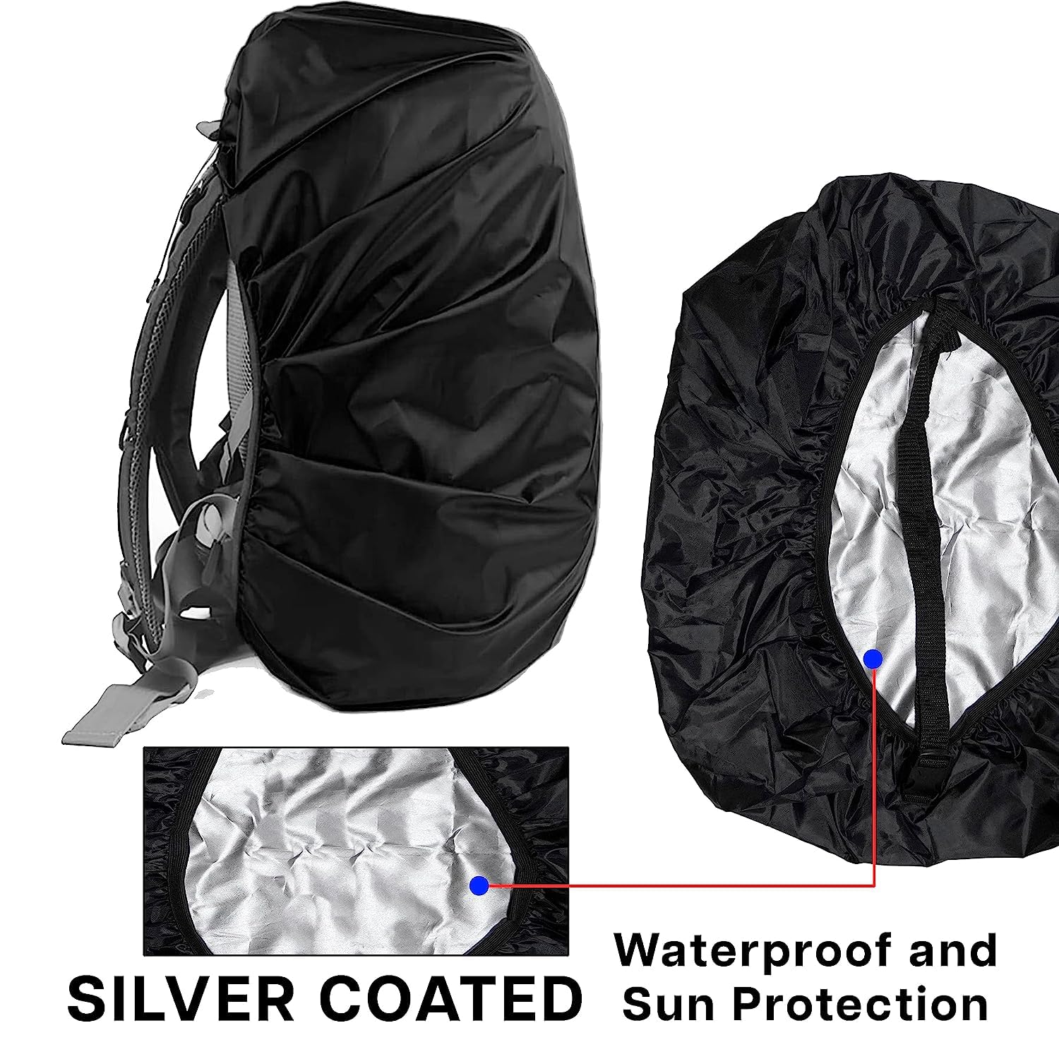 Waterproof Rucksack Covers with Reflectors Travel Accessories for Outdoor Bicycling Hiking Camping Traveling Pack Cover 30-60L