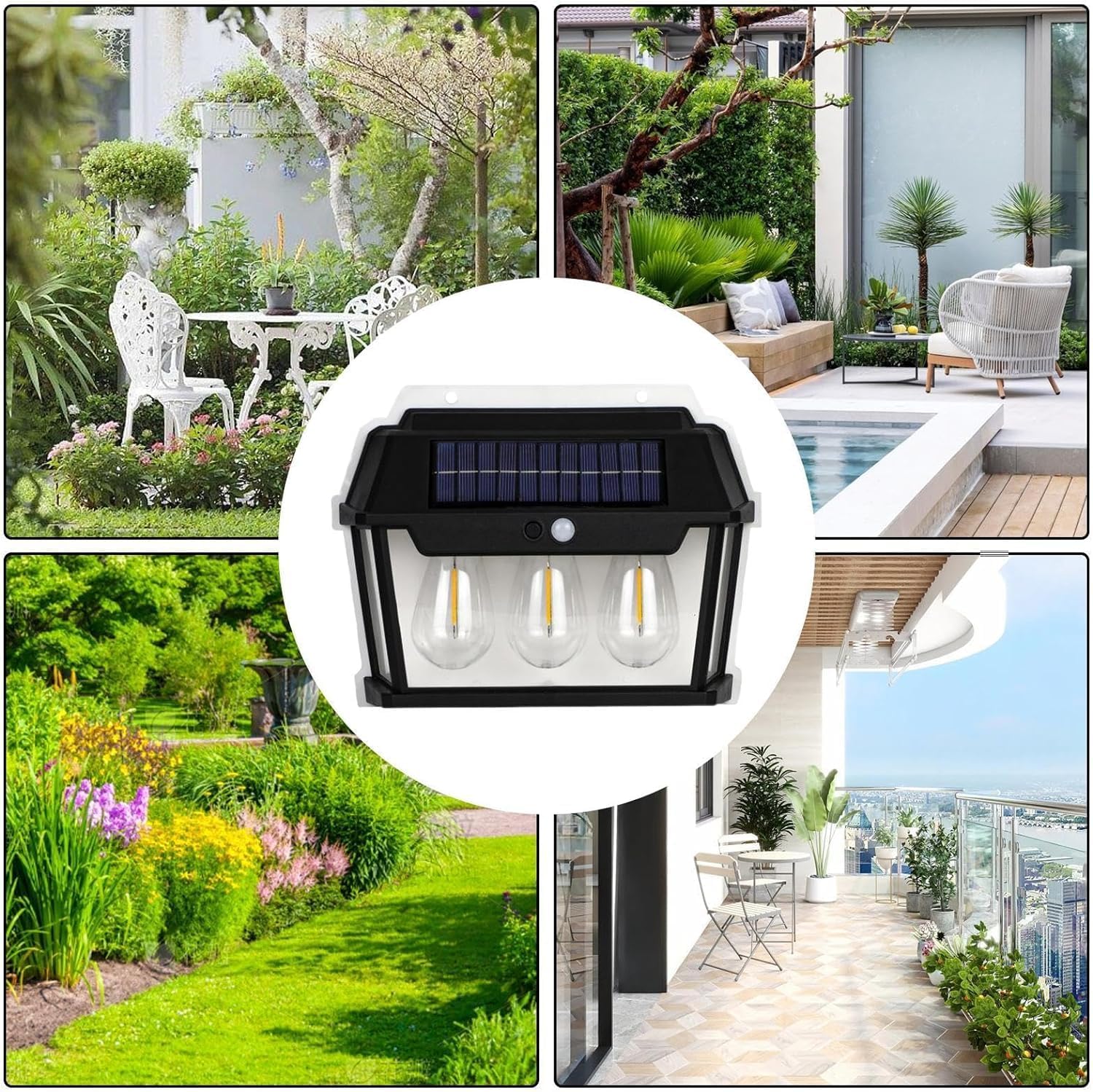 SkyShopy LED Bright Outdoor Solar Lights Wall lamp Wall Lights Outdoor, Wireless Dusk to Dawn Porch Lights Fixture, Solar Wall Lantern with 3 Modes & Motion Sensor
