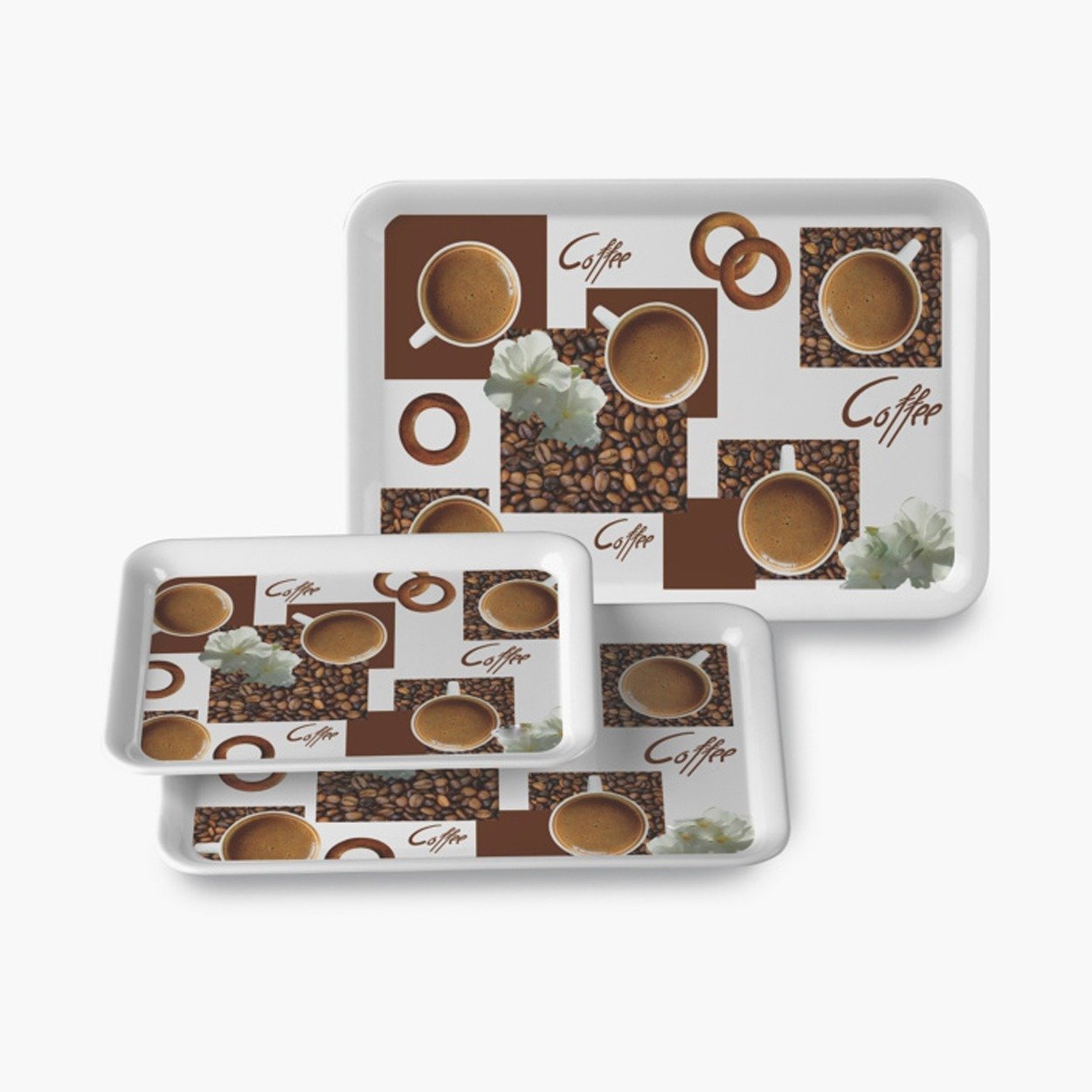 2292 Serving Tray Set  (Pack of 3 Pcs) (Small, Medium, Large) (Multicolour) - SkyShopy